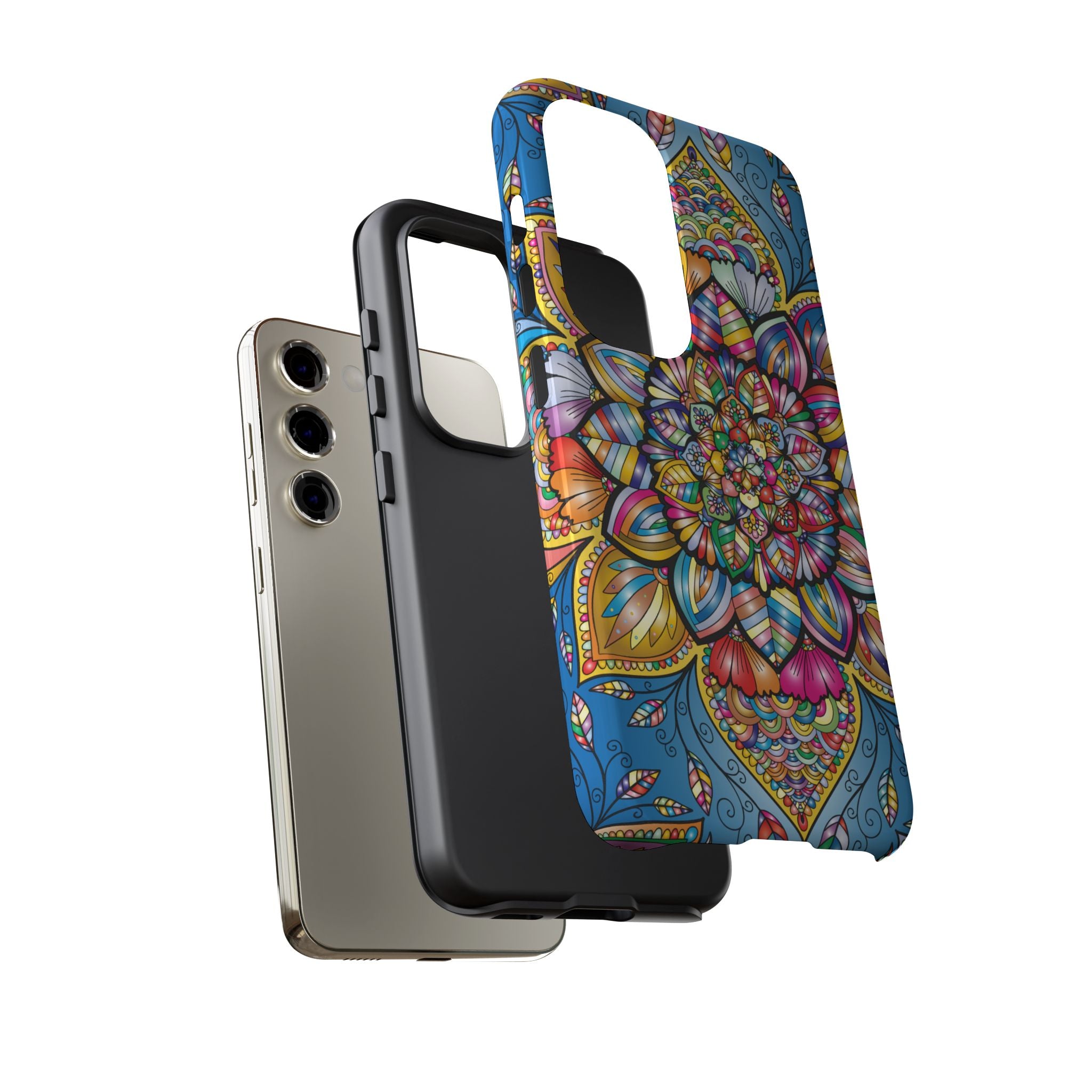 Vibrant Floral Phone Case, Tough Phone Cover, Colorful Mobile Accessory, Artistic Gift, Mandala Design, Everyday Use