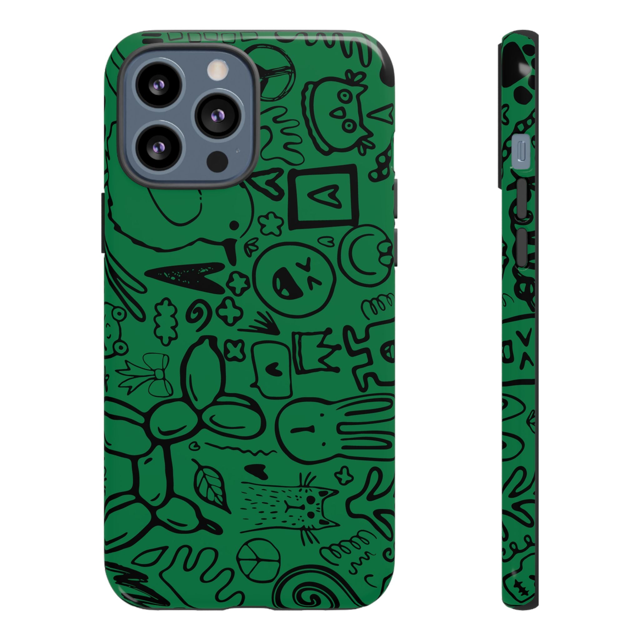 Playful Phone Case, Vibrant Green Tough Case, Quirky Graphic Design, Unique Gift for Kids, Fun Accessories, Christmas, Birthday