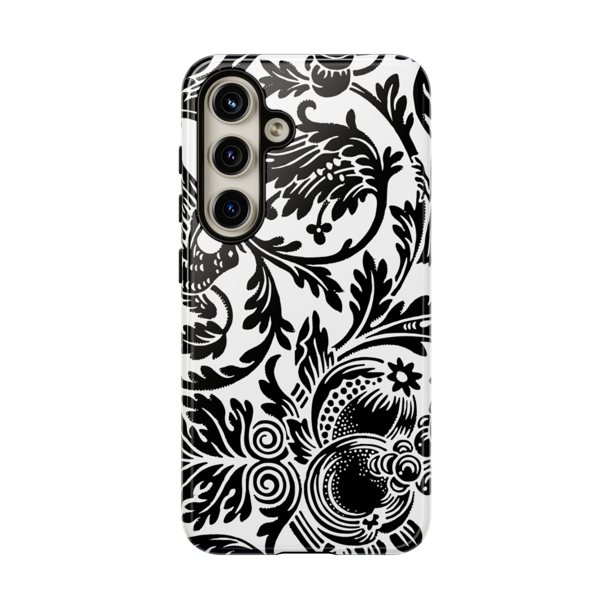 Elegant Black Floral Phone Case, Tough Cases, Stylish Phone Protection, Gift for Her, Floral Design, Trendy Accessories