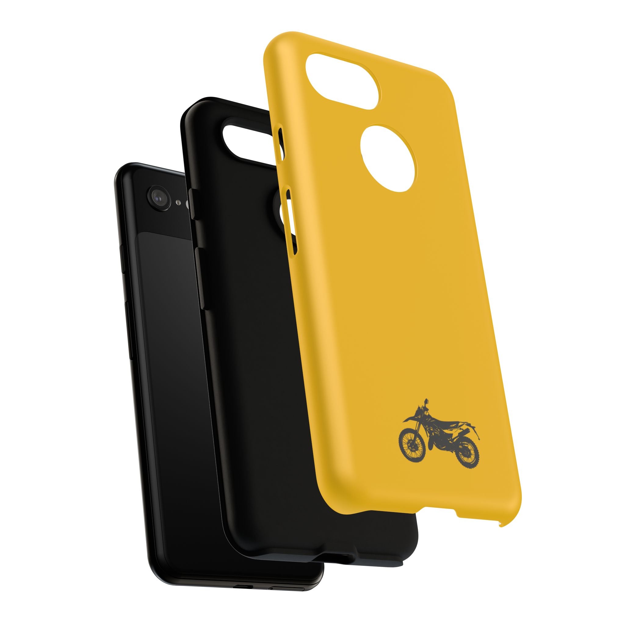 Motorcycle Phone Case, Tough Phone Cover, Gift for Bikers, Durable Tech Accessory, Yellow Motorcycle Design