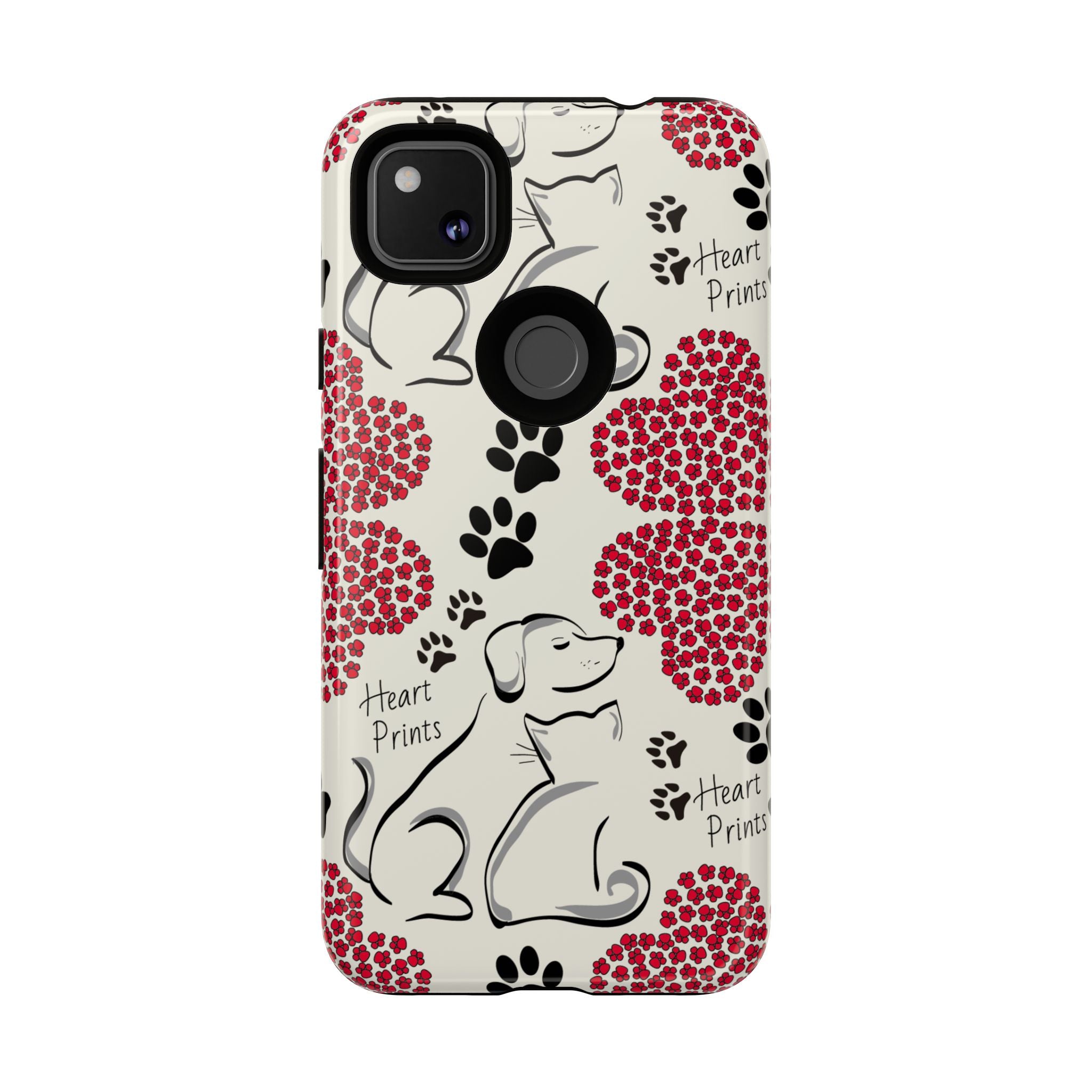 Stylish Phone Case with Heart Prints for Pet Lovers, Dog Lover Gift, Floral Pattern, Customizable Design, Cute Animal Accessories