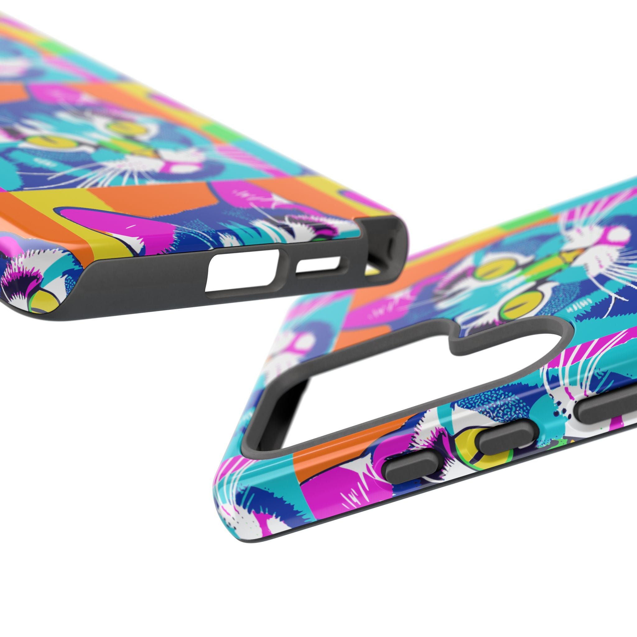 Colorful Cat Phone Case, Vibrant Animal Cover, Unique Pet Lover Gift, Fun Pop Art Style, Trendy Gadget Accessory