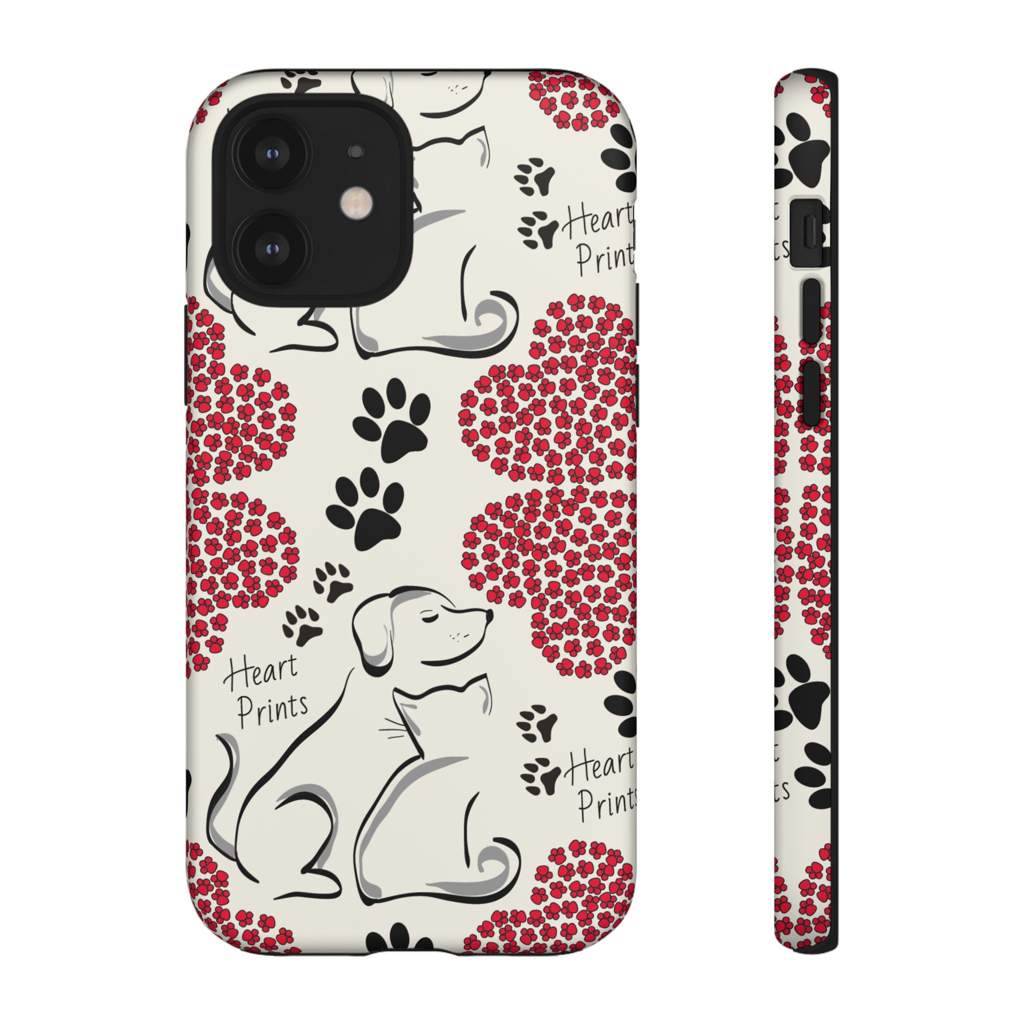 Stylish Phone Case with Heart Prints for Pet Lovers, Dog Lover Gift, Floral Pattern, Customizable Design, Cute Animal Accessories