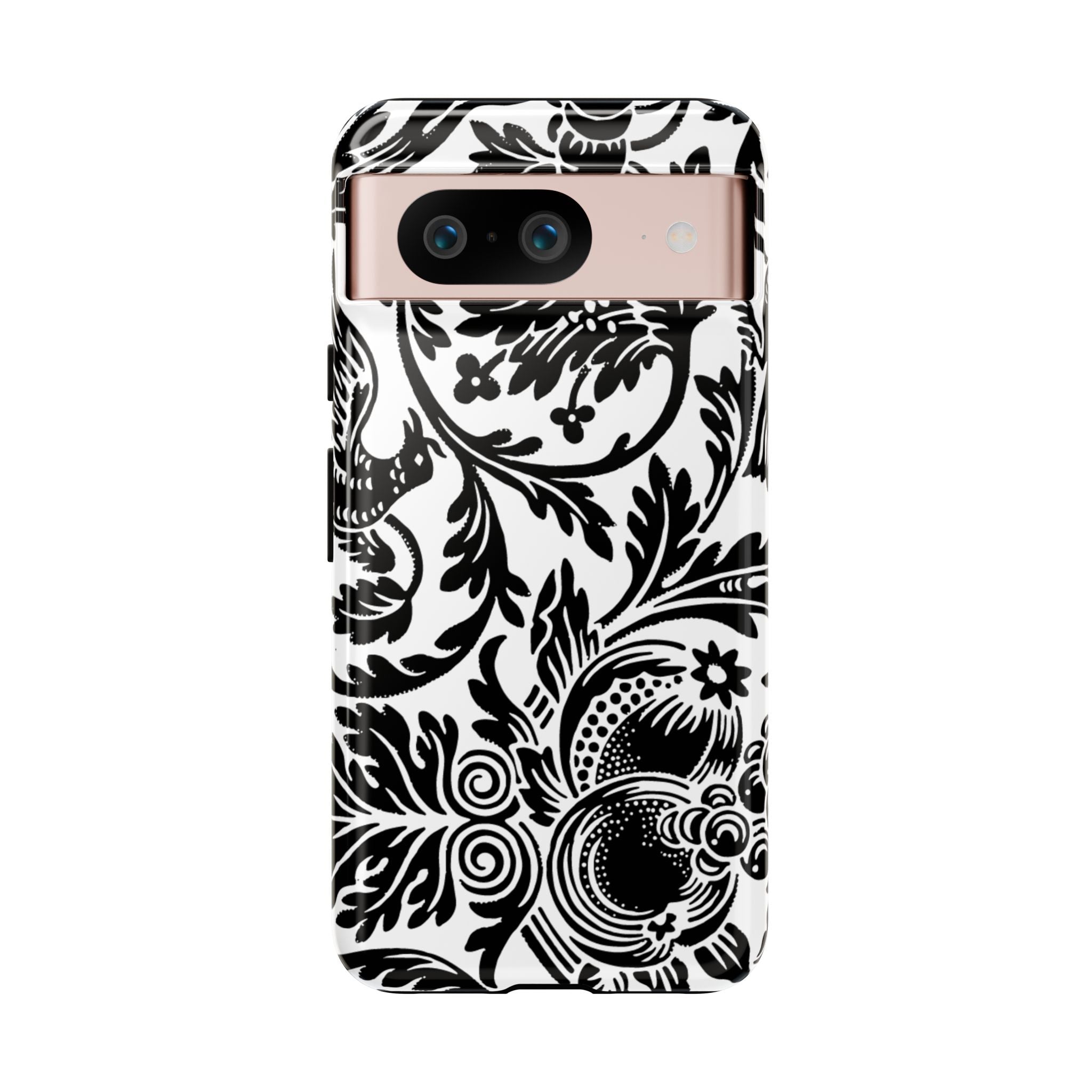 Elegant Black Floral Phone Case, Tough Cases, Stylish Phone Protection, Gift for Her, Floral Design, Trendy Accessories
