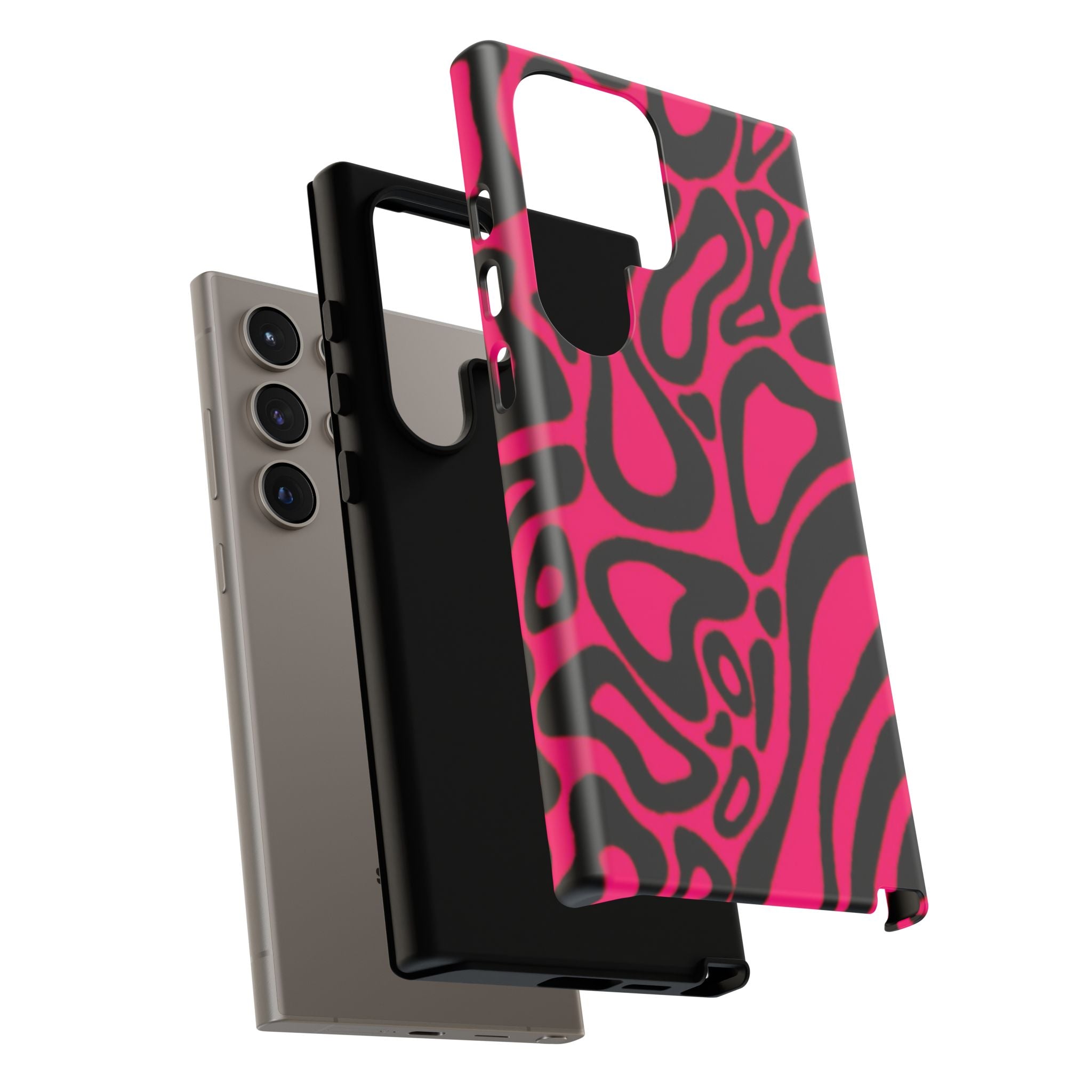 Bold Pink Patterned Phone Case, Stylish Tough Case, Trendy Accessory, Gift for Her, Tech Protection