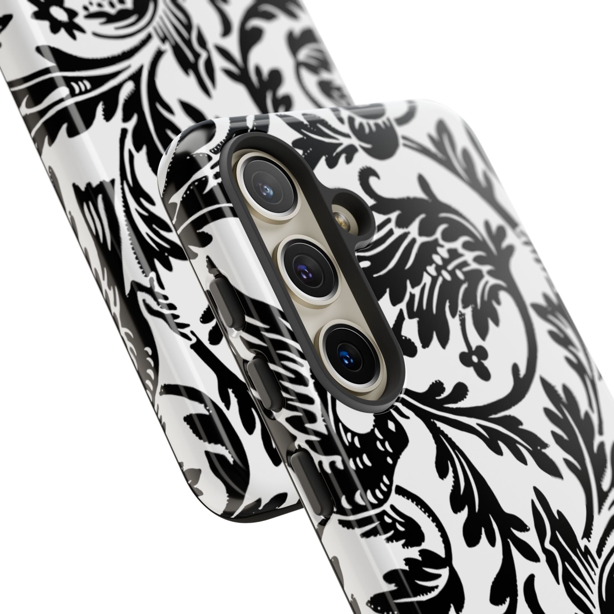 Elegant Black Floral Phone Case, Tough Cases, Stylish Phone Protection, Gift for Her, Floral Design, Trendy Accessories