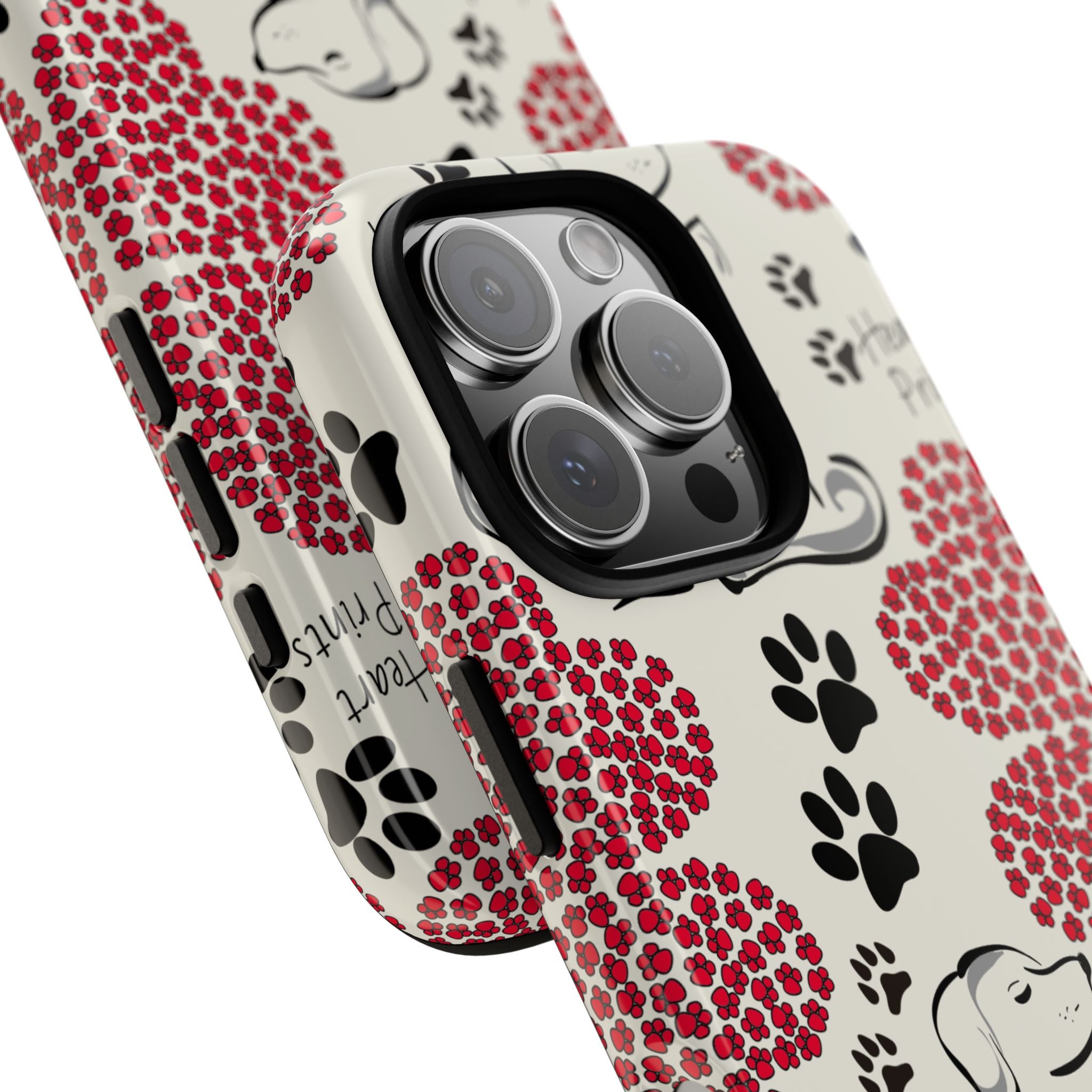 Stylish Phone Case with Heart Prints for Pet Lovers, Dog Lover Gift, Floral Pattern, Customizable Design, Cute Animal Accessories