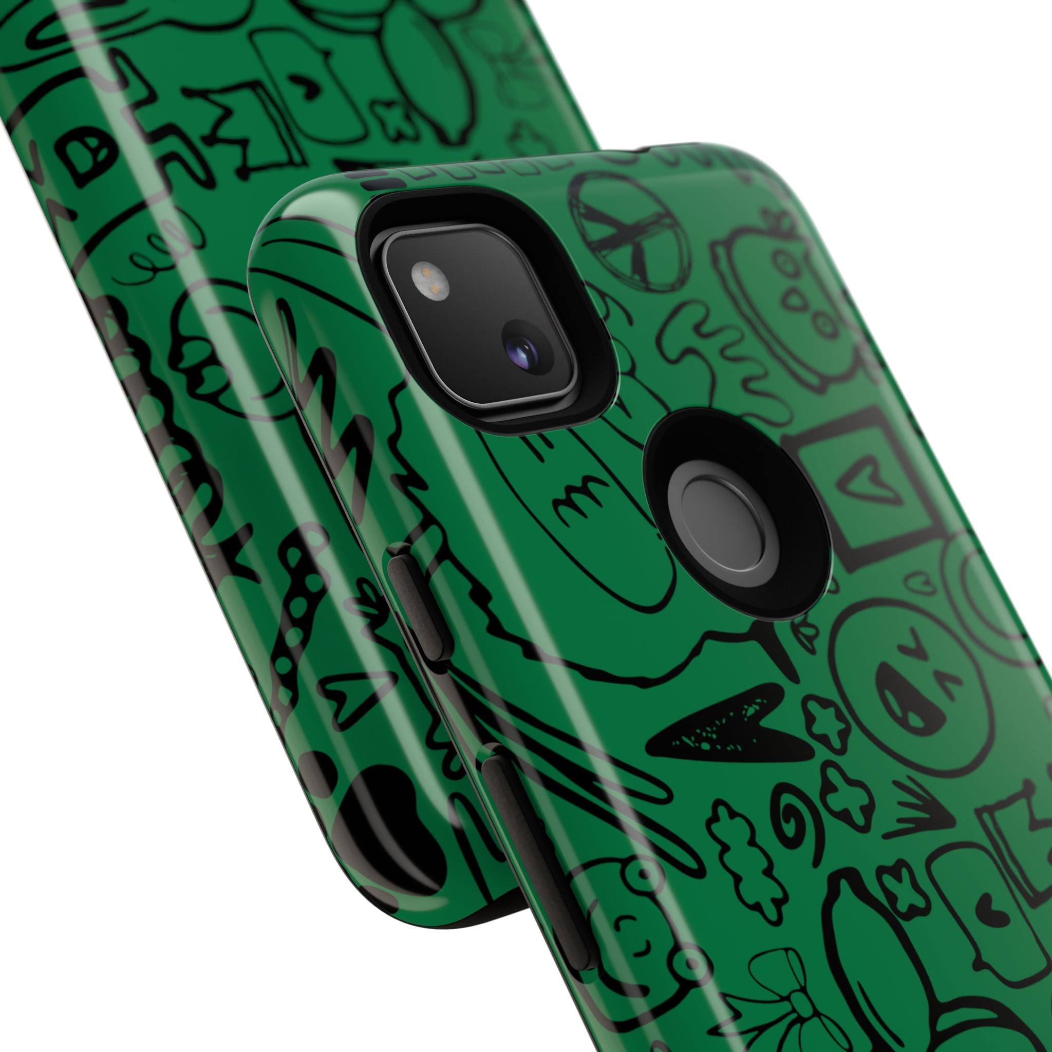Playful Phone Case, Vibrant Green Tough Case, Quirky Graphic Design, Unique Gift for Kids, Fun Accessories, Christmas, Birthday