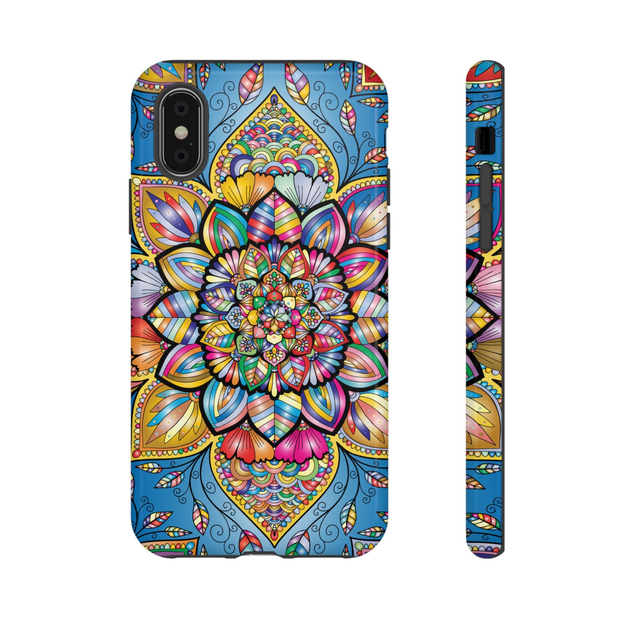 Vibrant Floral Phone Case, Tough Phone Cover, Colorful Mobile Accessory, Artistic Gift, Mandala Design, Everyday Use