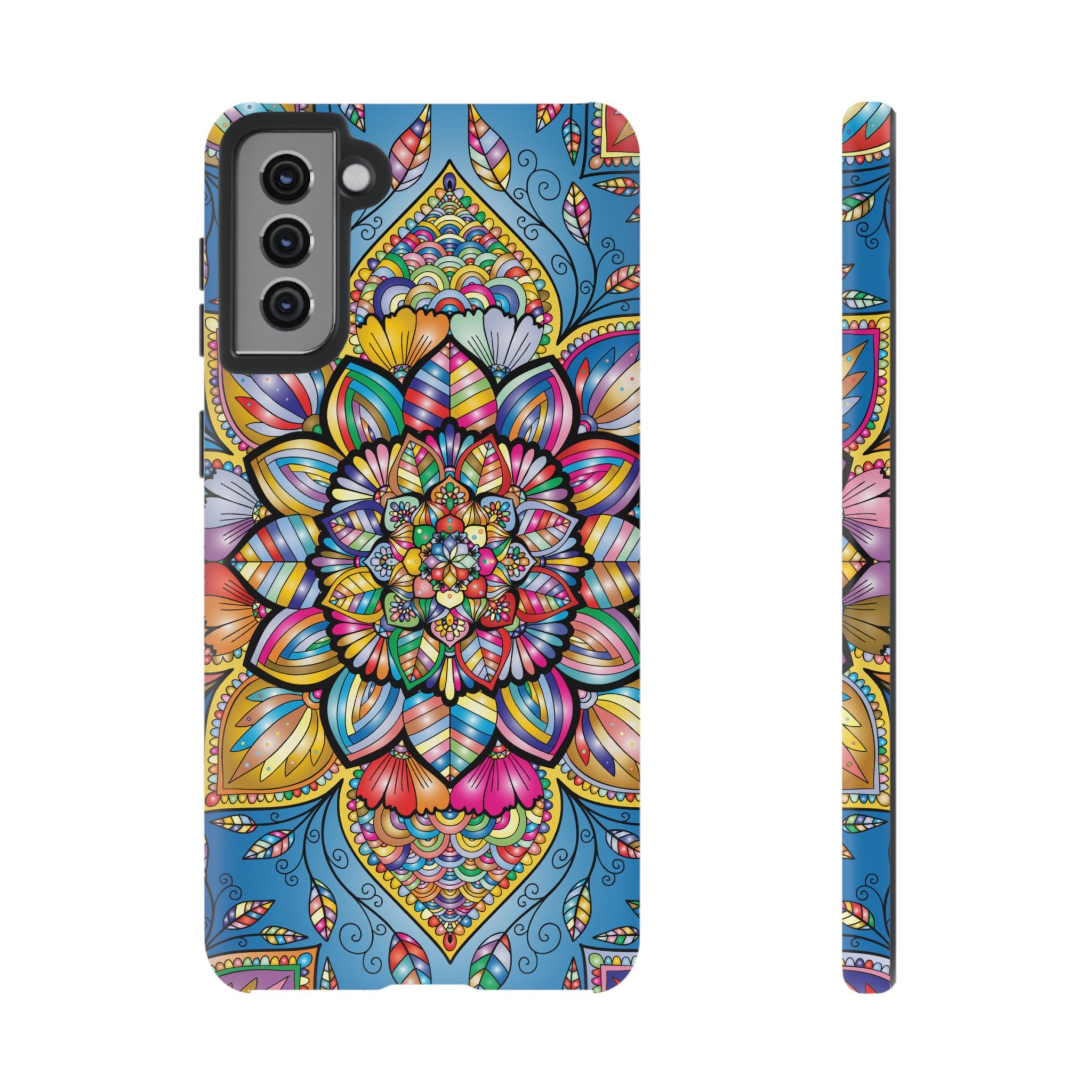 Vibrant Floral Phone Case, Tough Phone Cover, Colorful Mobile Accessory, Artistic Gift, Mandala Design, Everyday Use