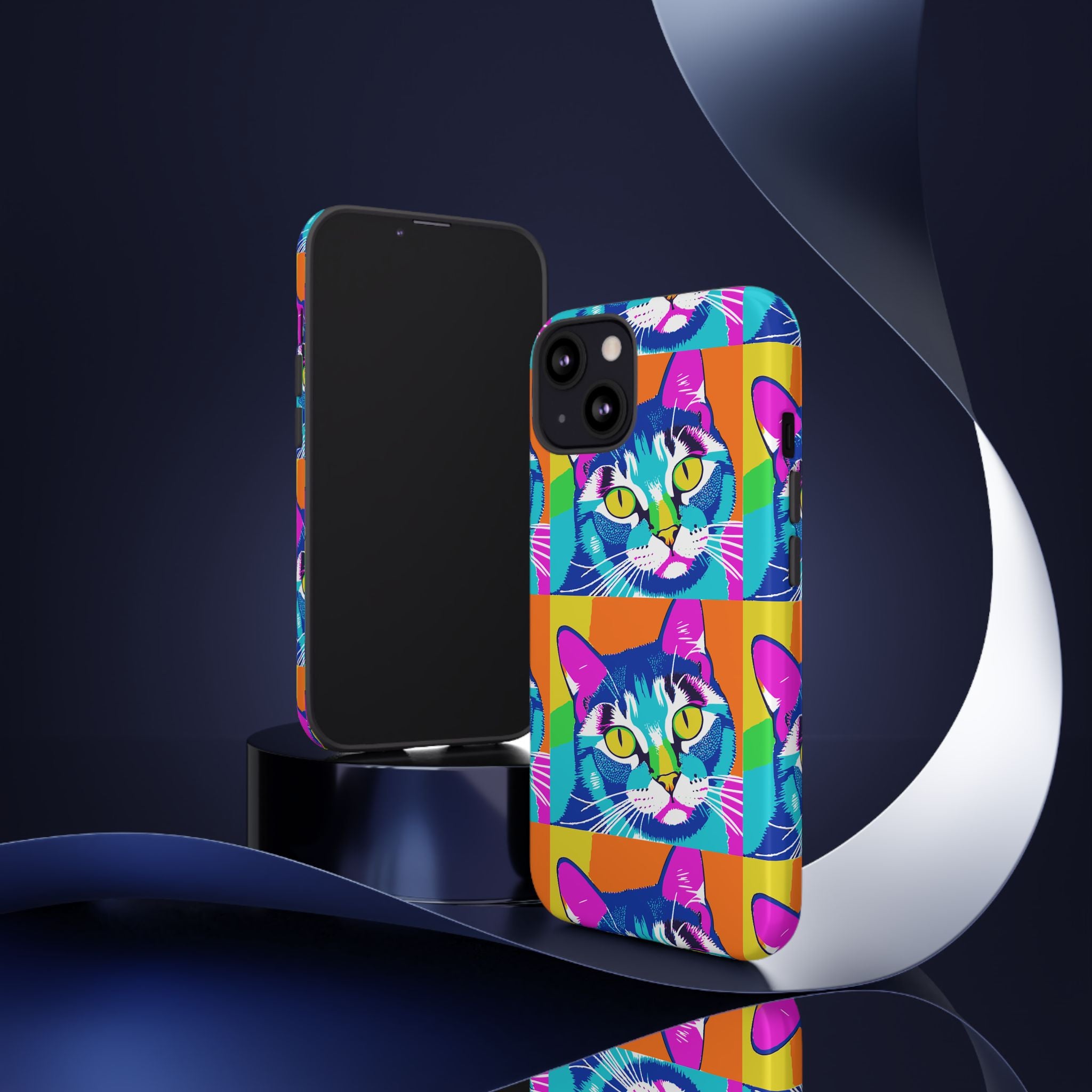 Colorful Cat Phone Case, Vibrant Animal Cover, Unique Pet Lover Gift, Fun Pop Art Style, Trendy Gadget Accessory