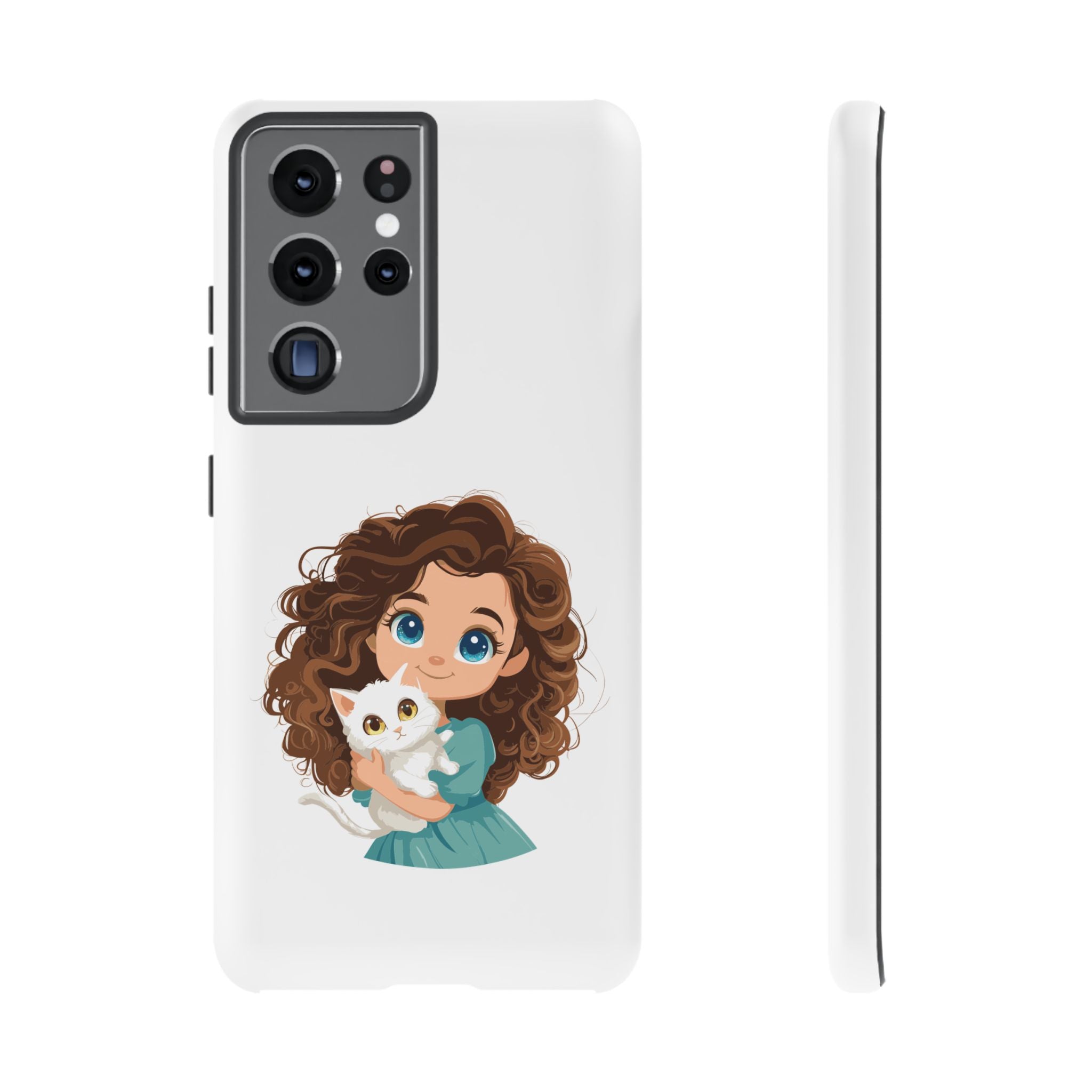 Cute Cat Lover Phone Case, Tough Phone Cover, Pet Lover Gift, Personalized Gift, Kids Phone Case, Animal Lover Accessories