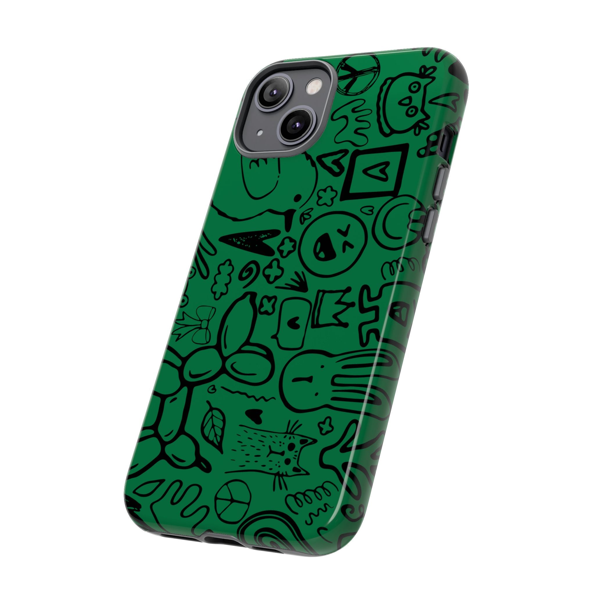 Playful Phone Case, Vibrant Green Tough Case, Quirky Graphic Design, Unique Gift for Kids, Fun Accessories, Christmas, Birthday