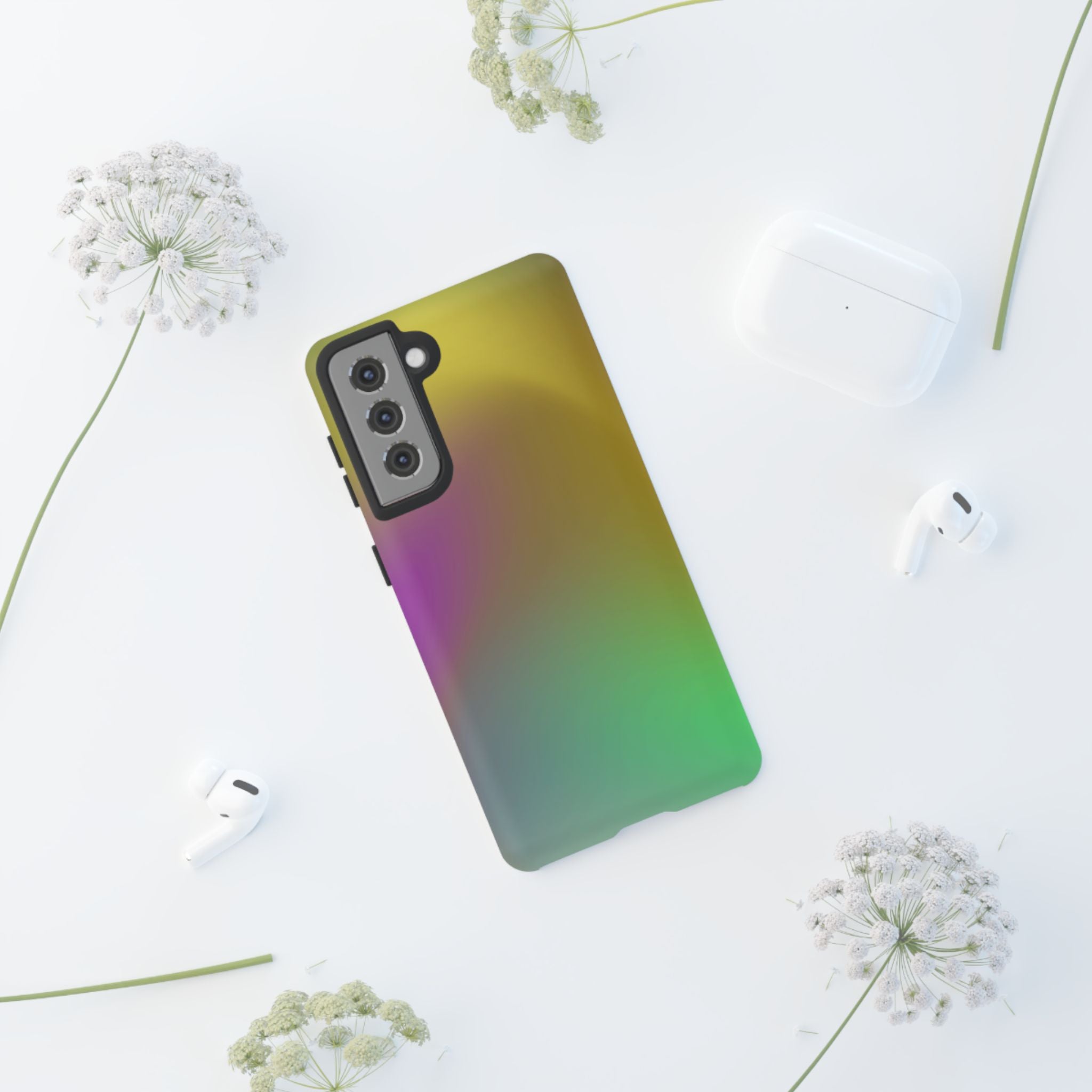 Vibrant Phone Case, Tough Cases, Colorful Phone Cover, Durable Mobile Case, Yellow Green Gradient Design