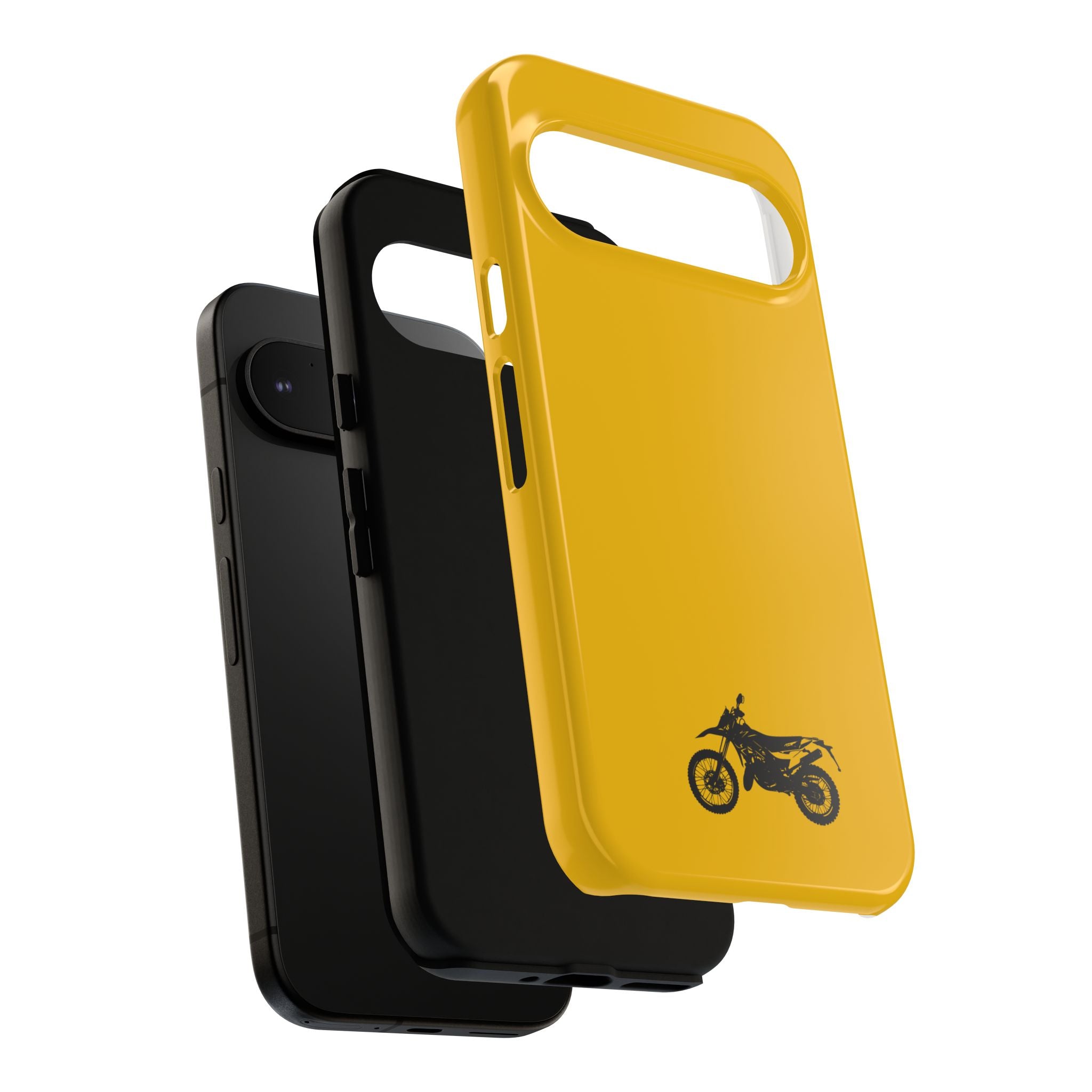Motorcycle Phone Case, Tough Phone Cover, Gift for Bikers, Durable Tech Accessory, Yellow Motorcycle Design