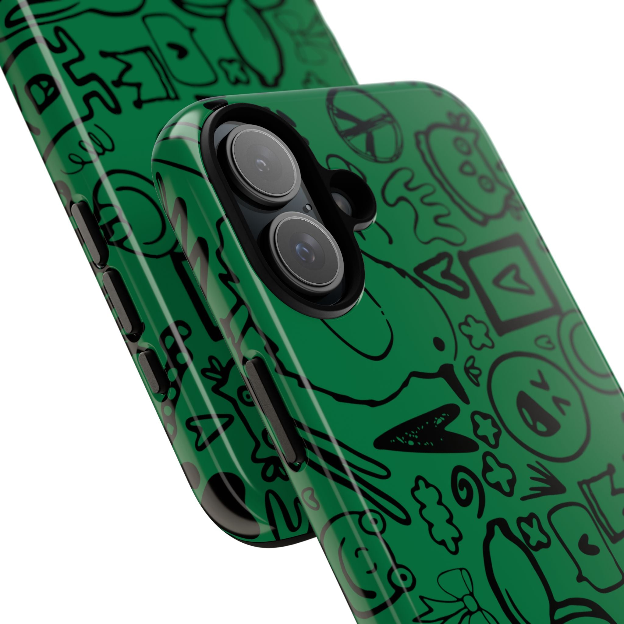 Playful Phone Case, Vibrant Green Tough Case, Quirky Graphic Design, Unique Gift for Kids, Fun Accessories, Christmas, Birthday