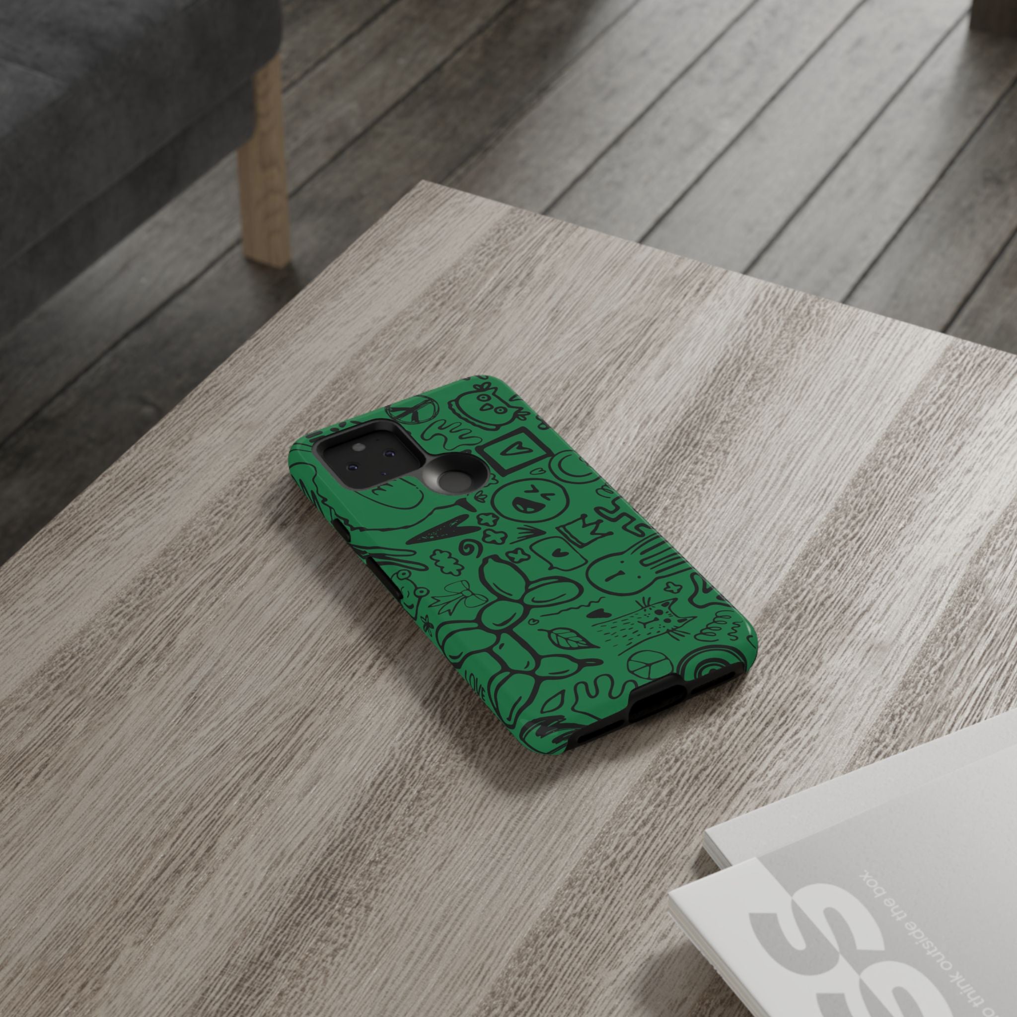 Playful Phone Case, Vibrant Green Tough Case, Quirky Graphic Design, Unique Gift for Kids, Fun Accessories, Christmas, Birthday