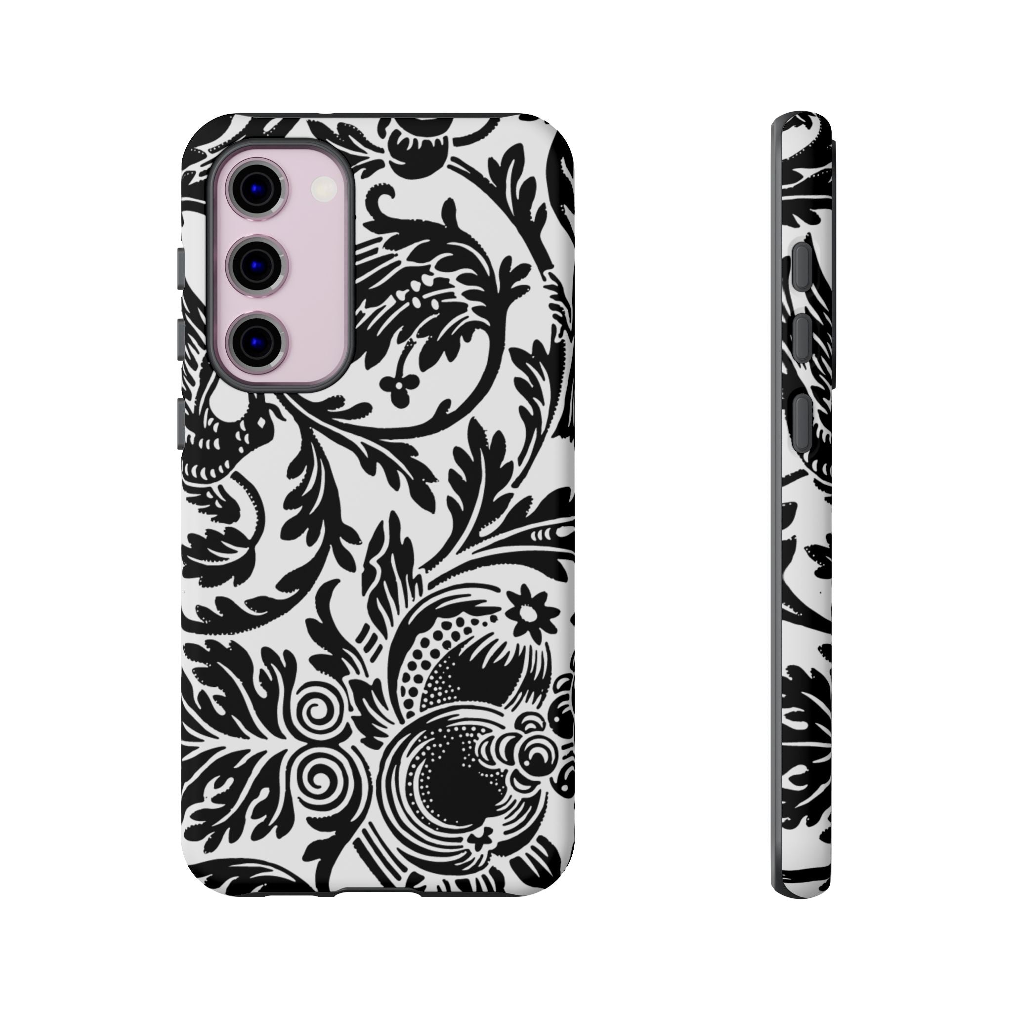 Elegant Black Floral Phone Case, Tough Cases, Stylish Phone Protection, Gift for Her, Floral Design, Trendy Accessories