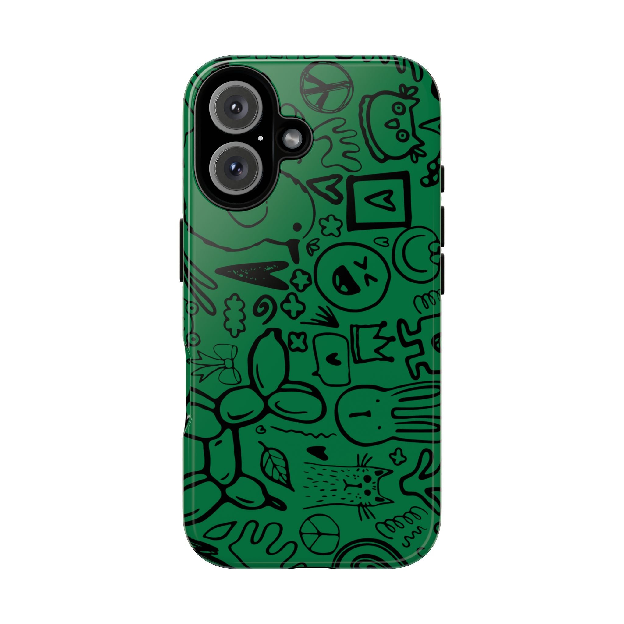 Playful Phone Case, Vibrant Green Tough Case, Quirky Graphic Design, Unique Gift for Kids, Fun Accessories, Christmas, Birthday