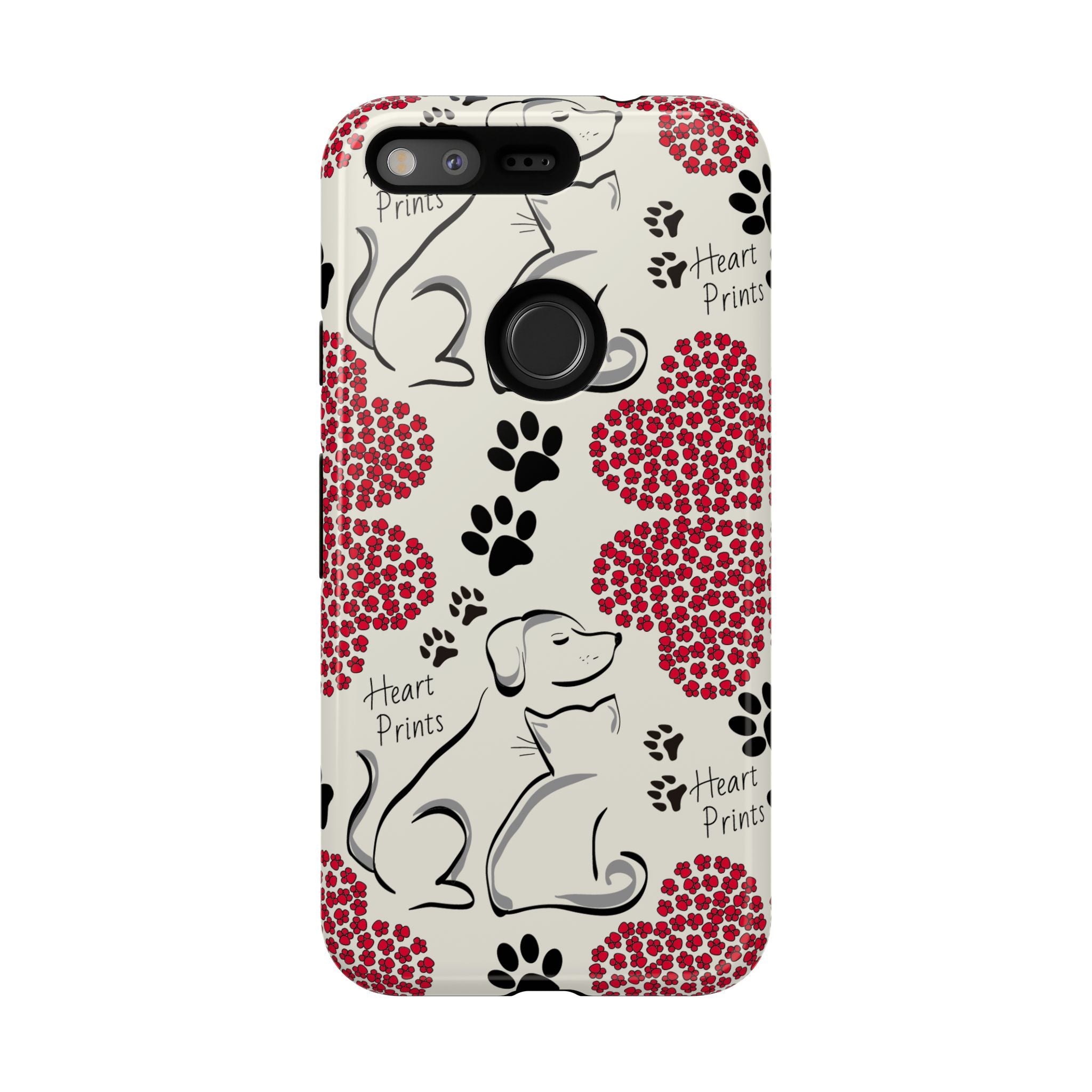 Stylish Phone Case with Heart Prints for Pet Lovers, Dog Lover Gift, Floral Pattern, Customizable Design, Cute Animal Accessories