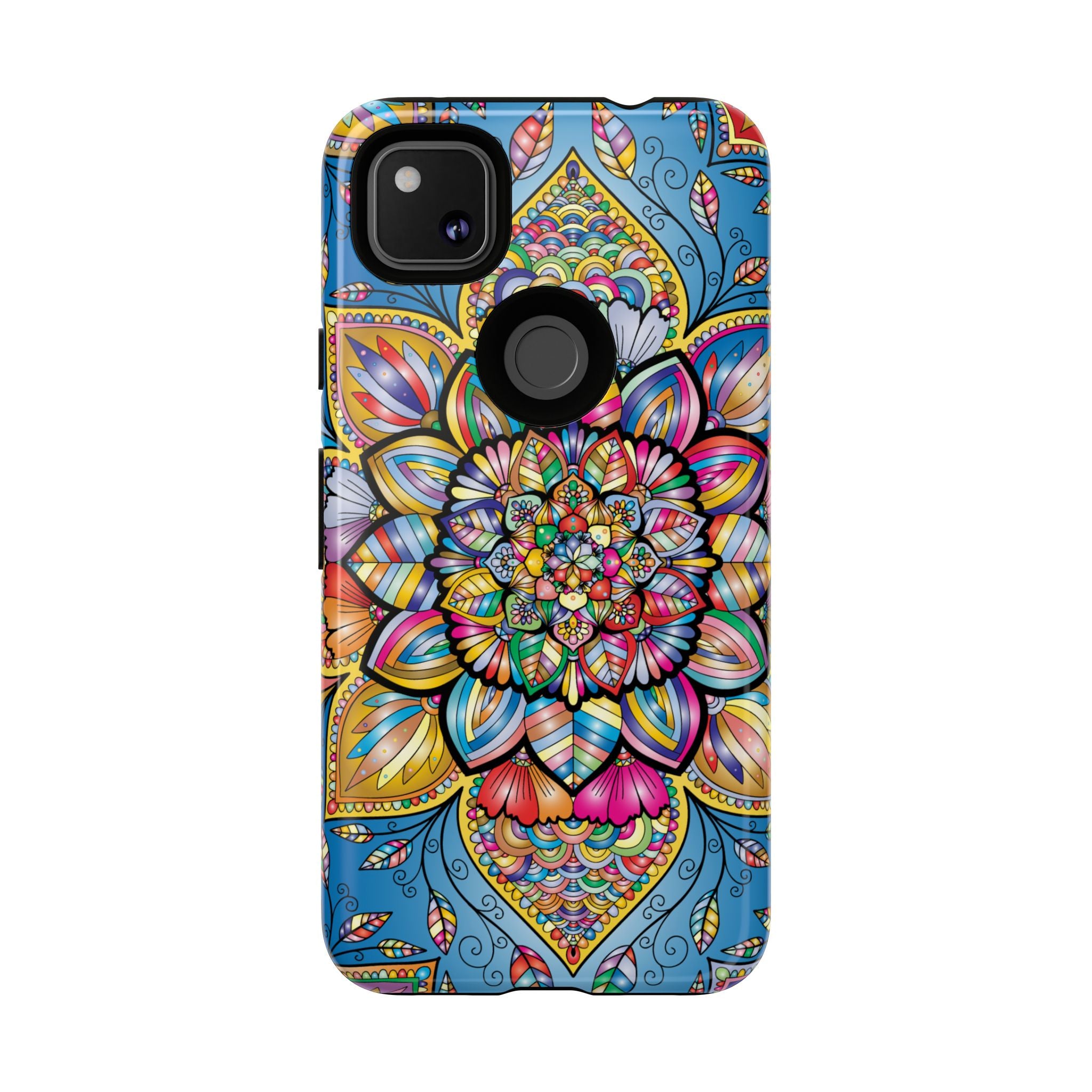 Vibrant Floral Phone Case, Tough Phone Cover, Colorful Mobile Accessory, Artistic Gift, Mandala Design, Everyday Use