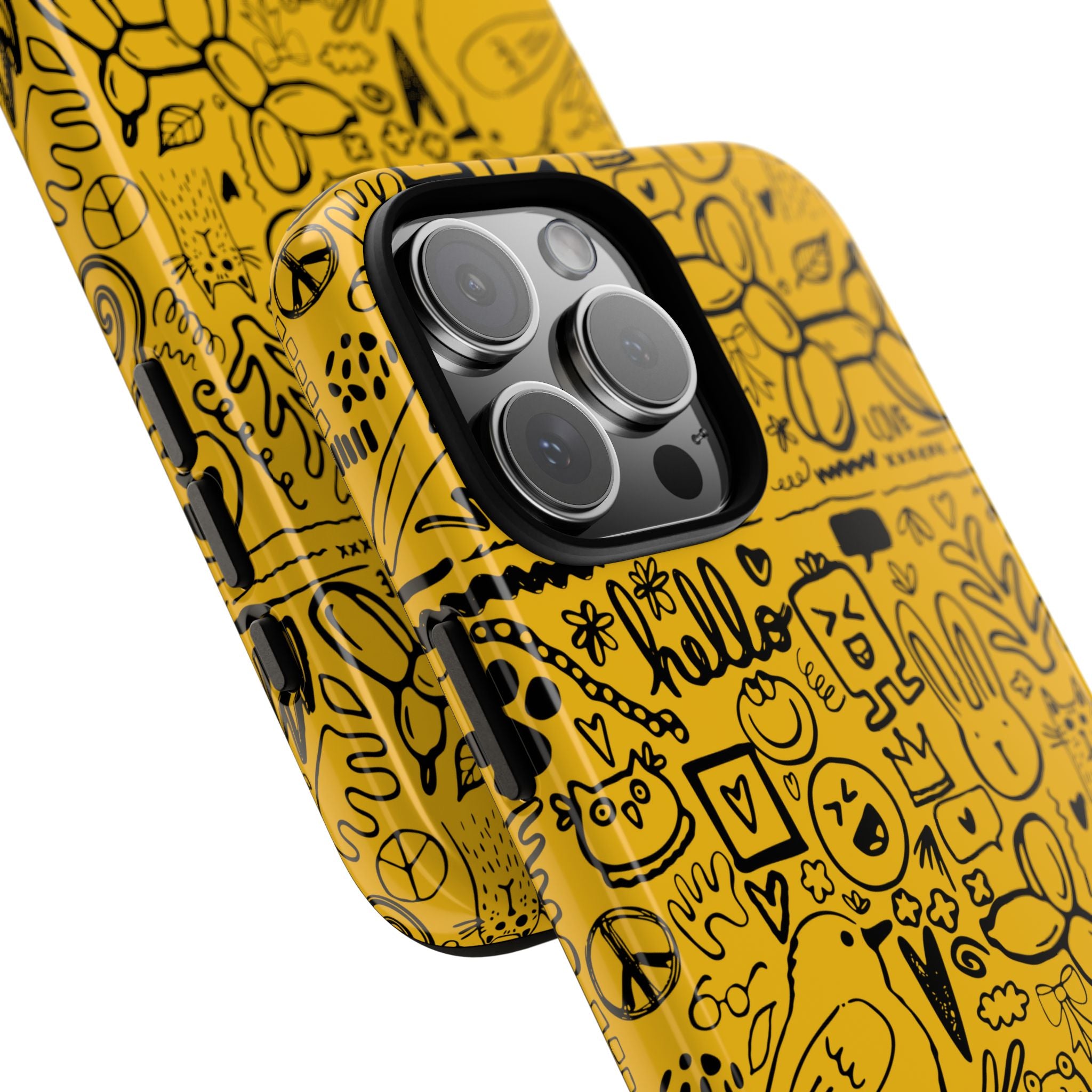 Vibrant Phone Case, Cute Yellow Floral iPhone Cover, Stylish Tough Case, Fun Phone Accessory, Perfect Gift for Teens