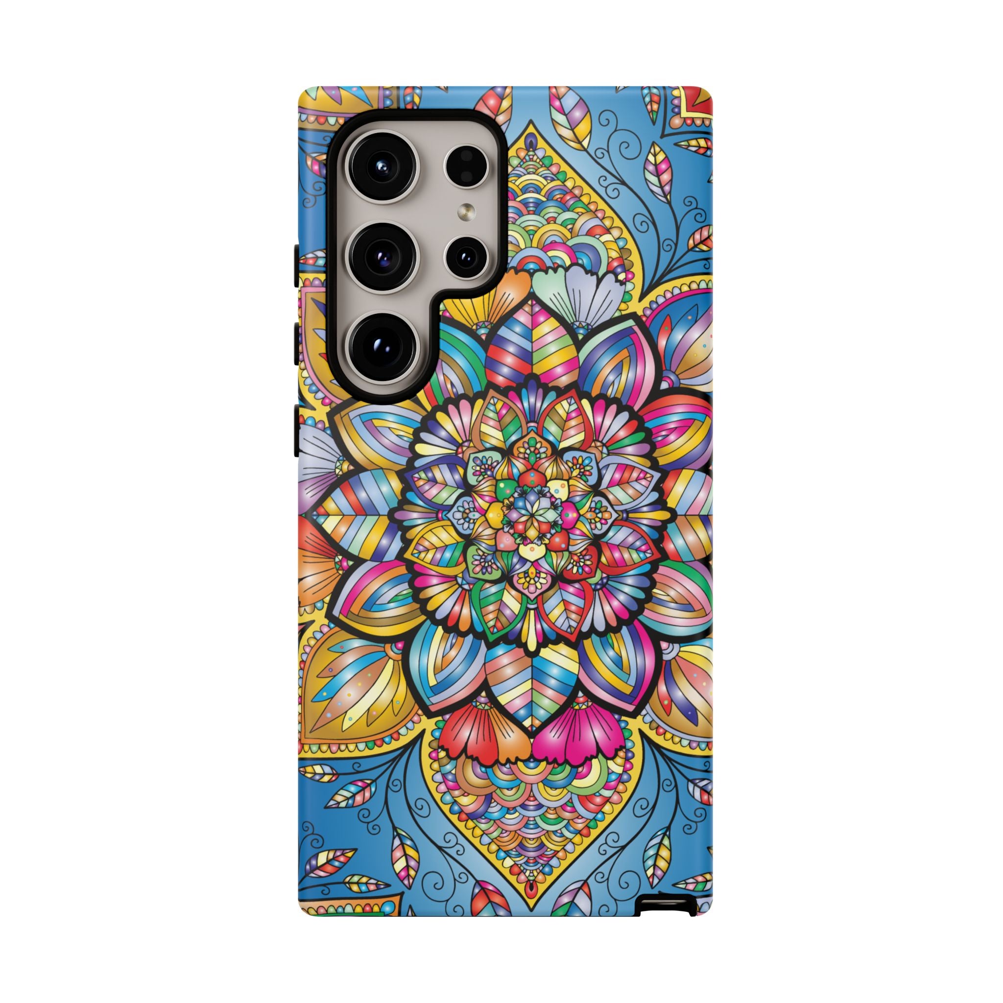 Vibrant Floral Phone Case, Tough Phone Cover, Colorful Mobile Accessory, Artistic Gift, Mandala Design, Everyday Use
