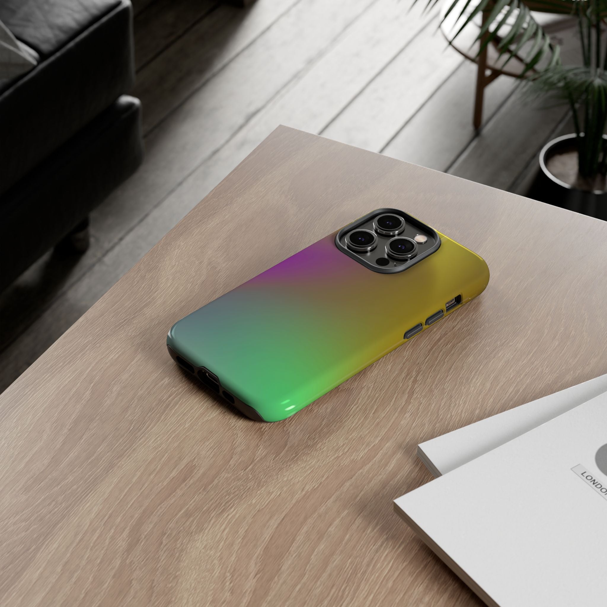Vibrant Phone Case, Tough Cases, Colorful Phone Cover, Durable Mobile Case, Yellow Green Gradient Design