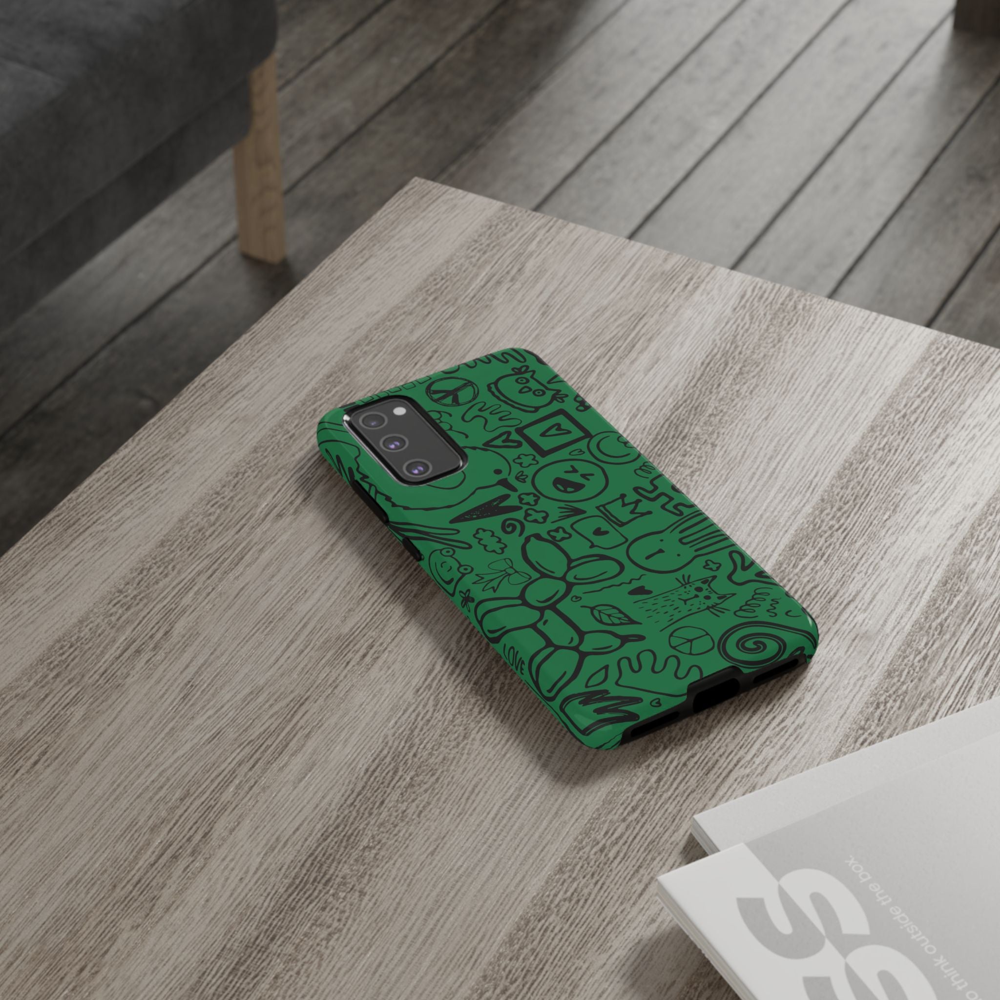 Playful Phone Case, Vibrant Green Tough Case, Quirky Graphic Design, Unique Gift for Kids, Fun Accessories, Christmas, Birthday