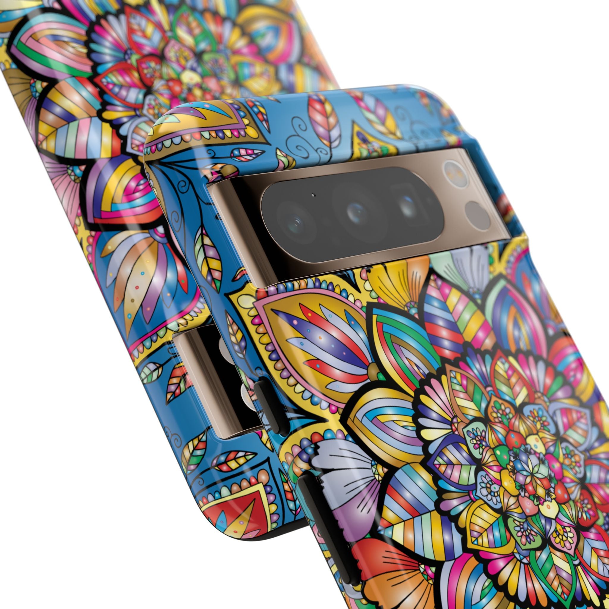 Vibrant Floral Phone Case, Tough Phone Cover, Colorful Mobile Accessory, Artistic Gift, Mandala Design, Everyday Use