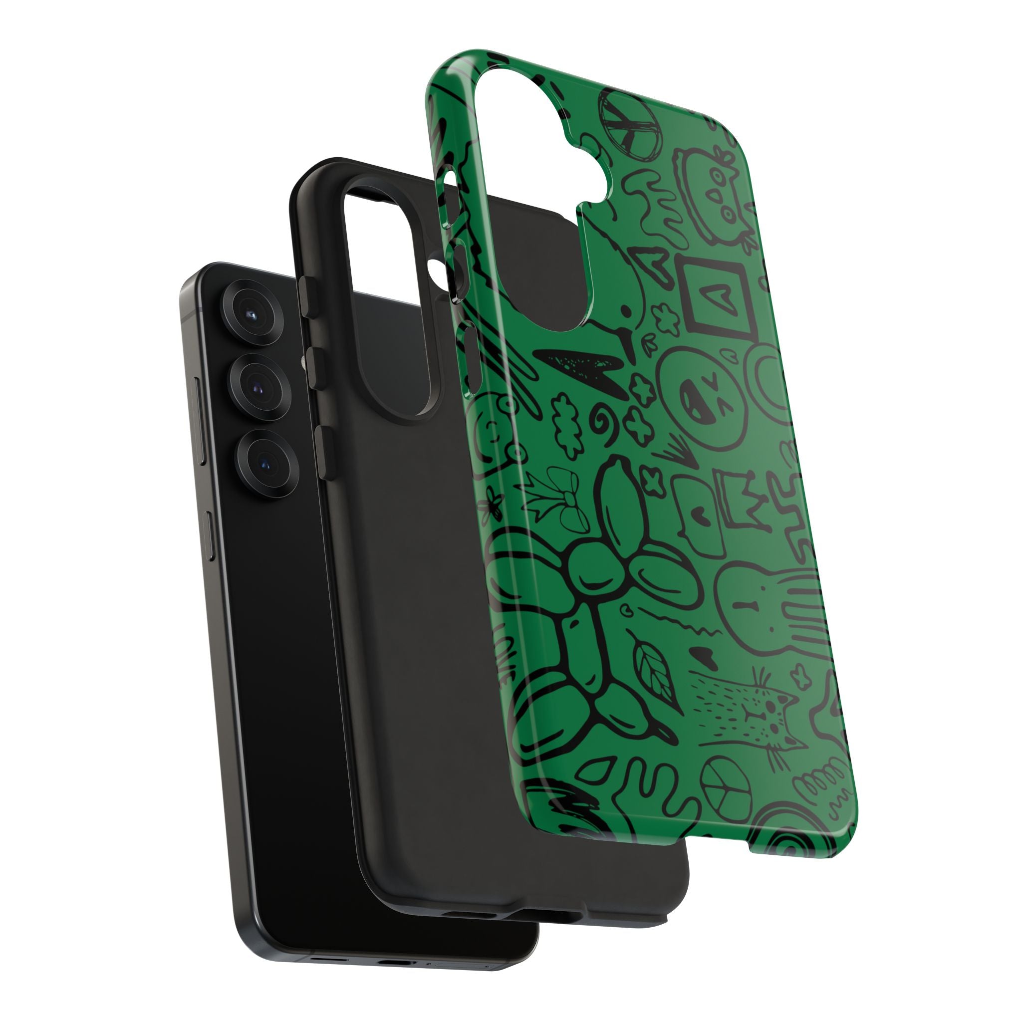 Playful Phone Case, Vibrant Green Tough Case, Quirky Graphic Design, Unique Gift for Kids, Fun Accessories, Christmas, Birthday