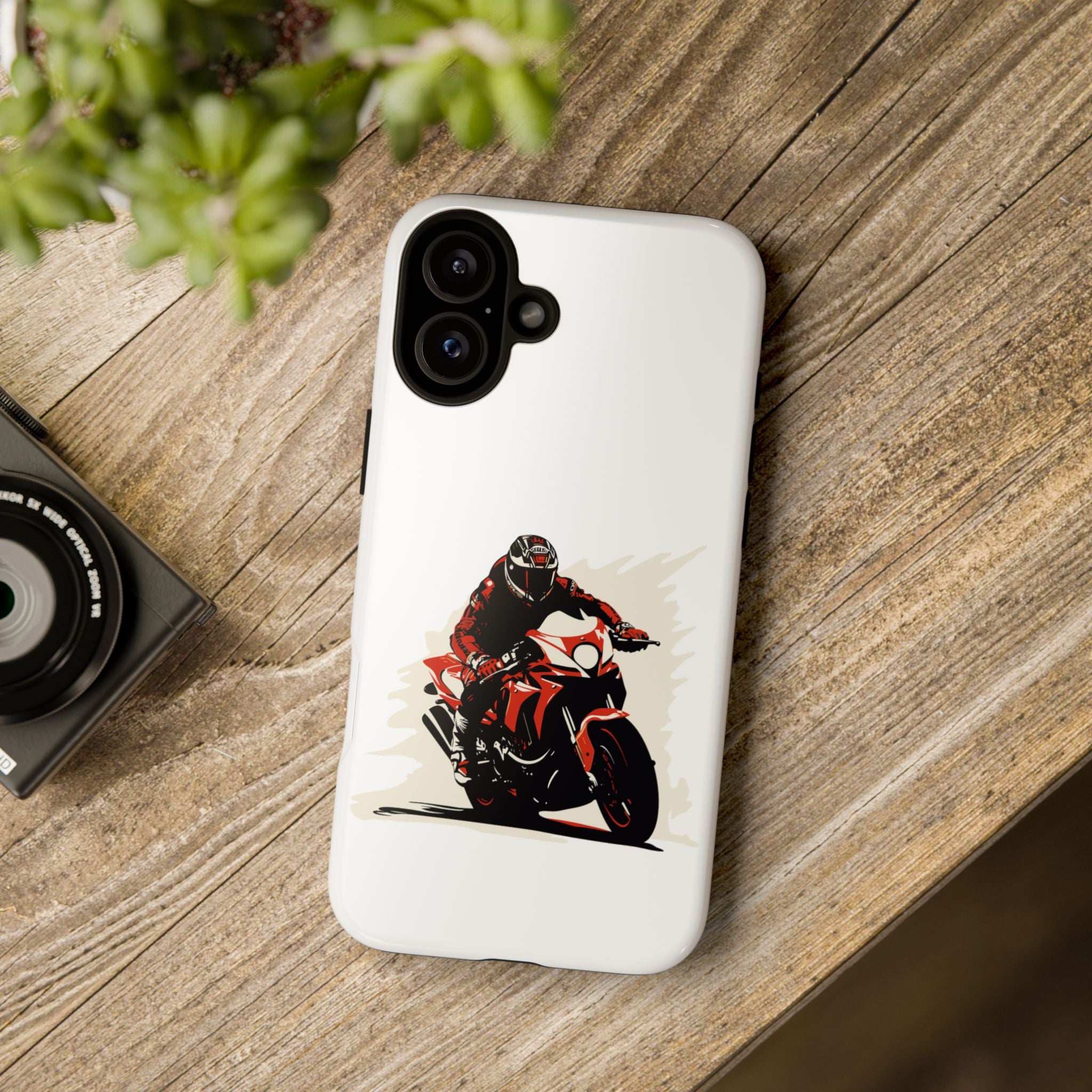 Motorcycle Phone Case, Tough Cases for Riders, Biker Accessory, Gifts for Motorcyclists, Red Bike Design