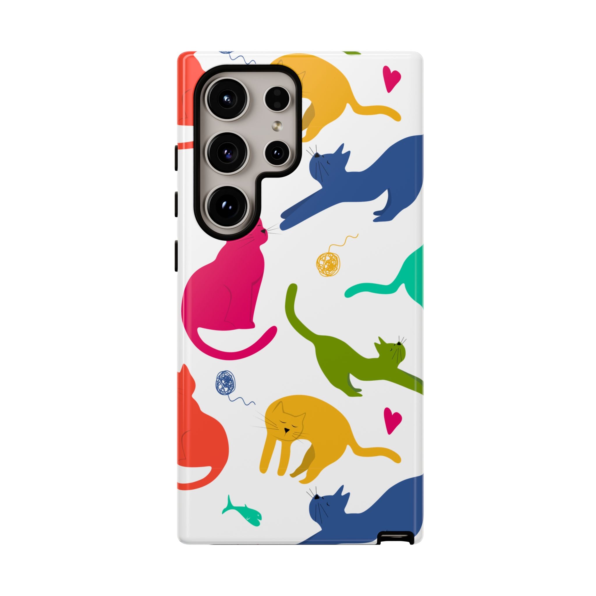 Colorful Cat Phone Case, Fun Pet Lover Gift, Tough Phone Cover, Cute Cat Accessories, Animal Theme Decor