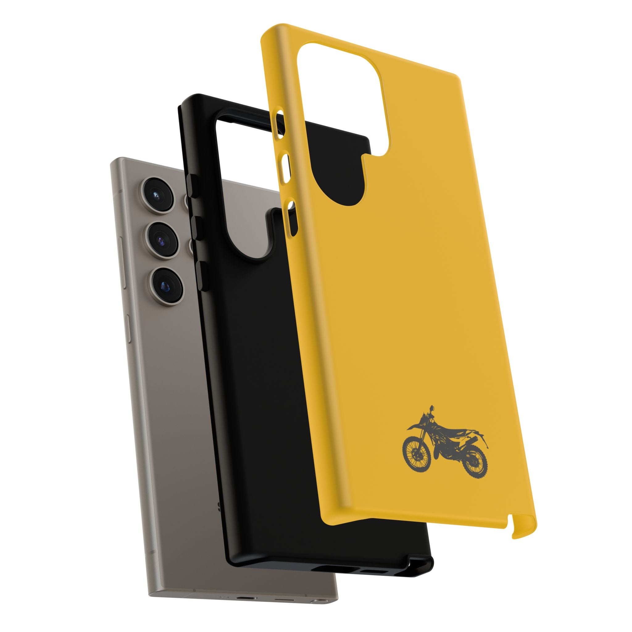 Motorcycle Phone Case, Tough Phone Cover, Gift for Bikers, Durable Tech Accessory, Yellow Motorcycle Design