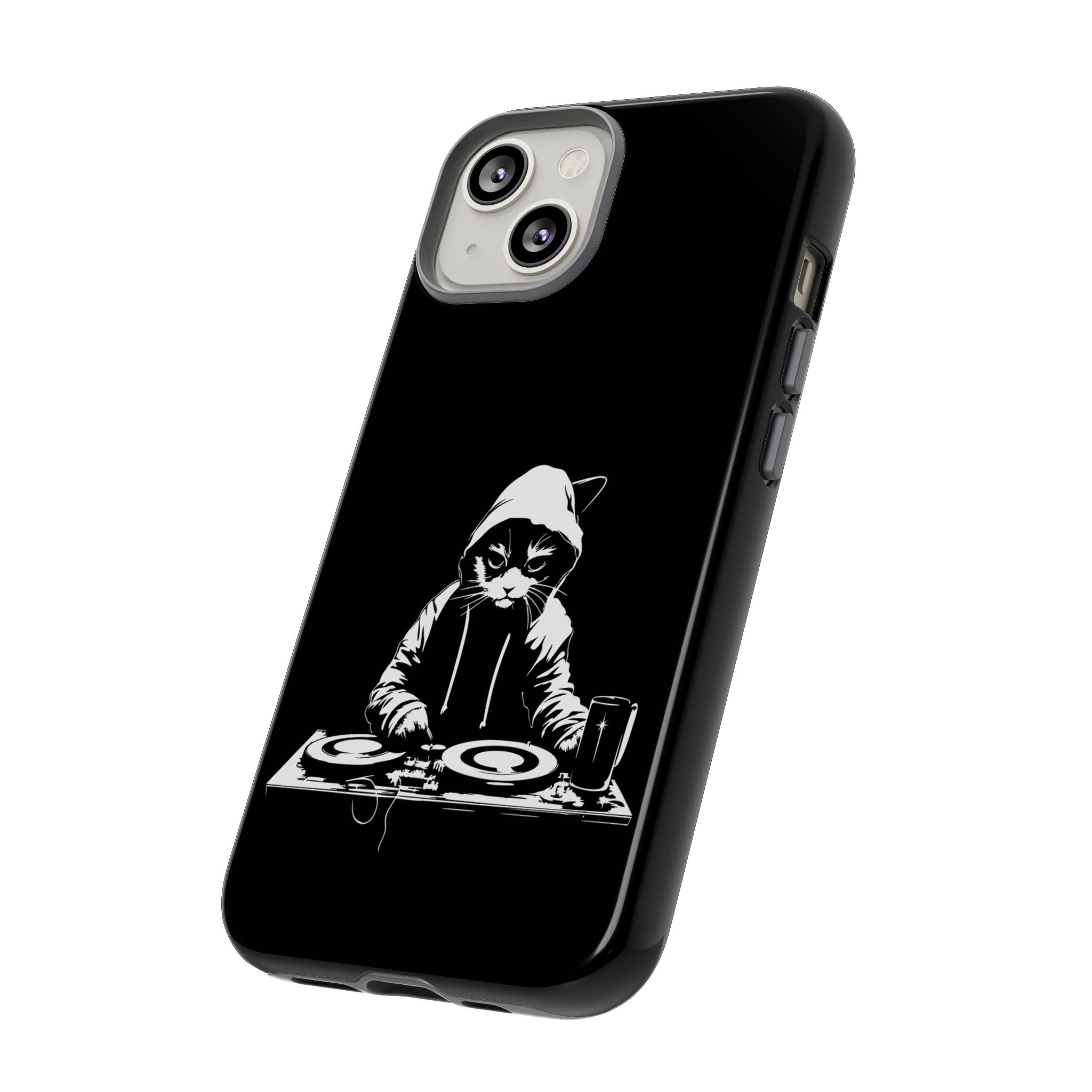 DJ Cat Phone Case, Tough Phone Cover, Pet Lover Gift, Music Enthusiast Accessory, Cute Cat Decor, Unique Case Design