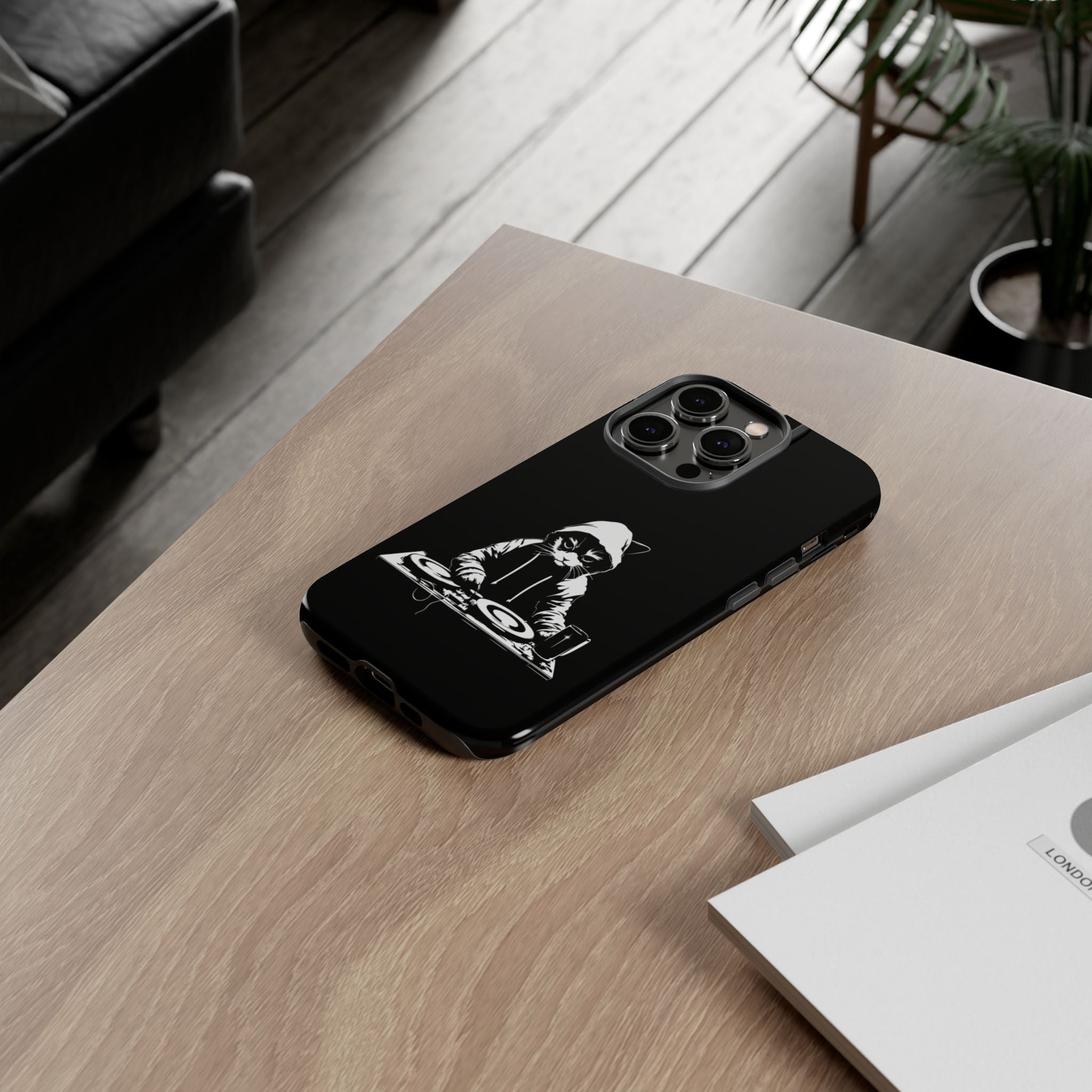 DJ Cat Phone Case, Tough Phone Cover, Pet Lover Gift, Music Enthusiast Accessory, Cute Cat Decor, Unique Case Design