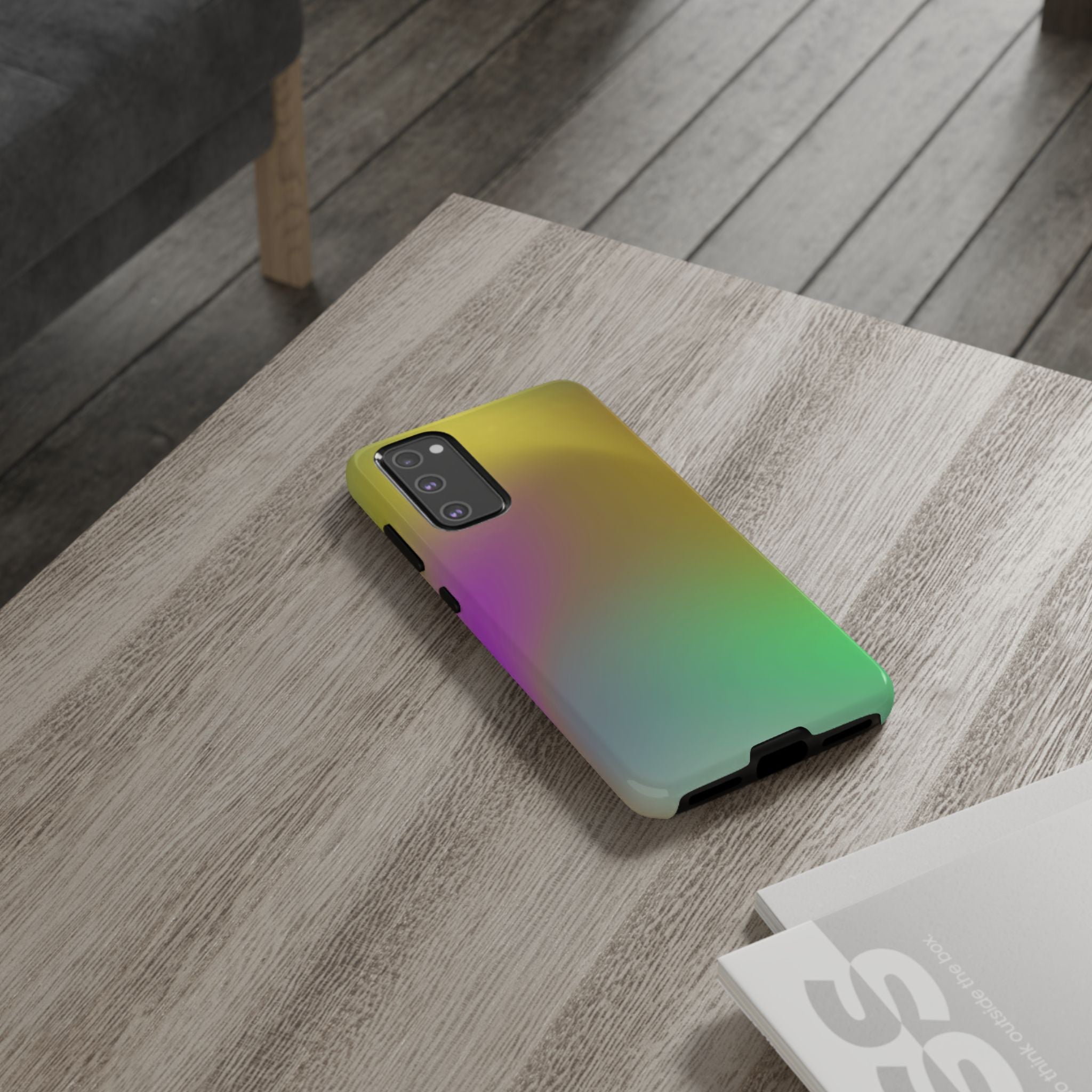 Vibrant Phone Case, Tough Cases, Colorful Phone Cover, Durable Mobile Case, Yellow Green Gradient Design