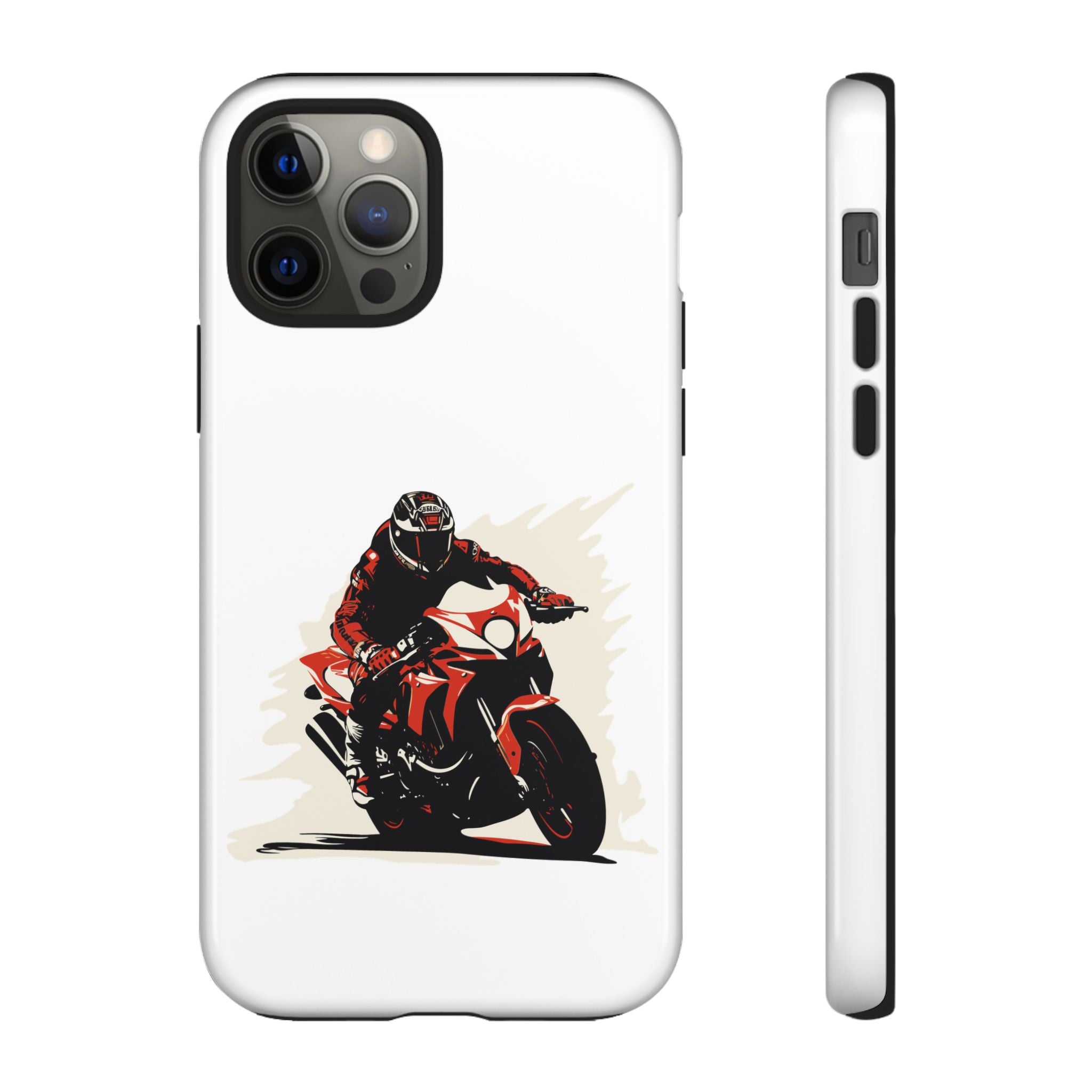 Motorcycle Phone Case, Tough Cases for Riders, Biker Accessory, Gifts for Motorcyclists, Red Bike Design