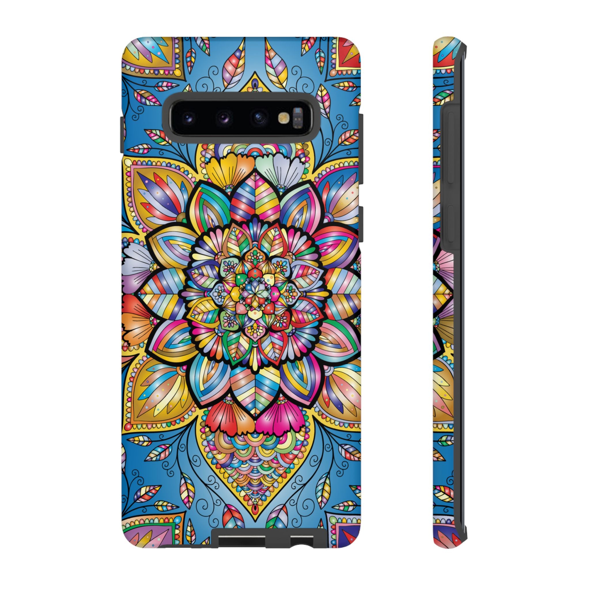 Vibrant Floral Phone Case, Tough Phone Cover, Colorful Mobile Accessory, Artistic Gift, Mandala Design, Everyday Use