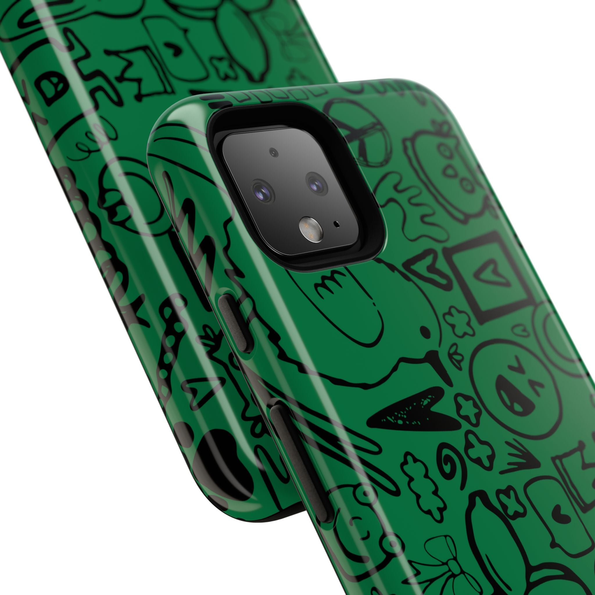 Playful Phone Case, Vibrant Green Tough Case, Quirky Graphic Design, Unique Gift for Kids, Fun Accessories, Christmas, Birthday