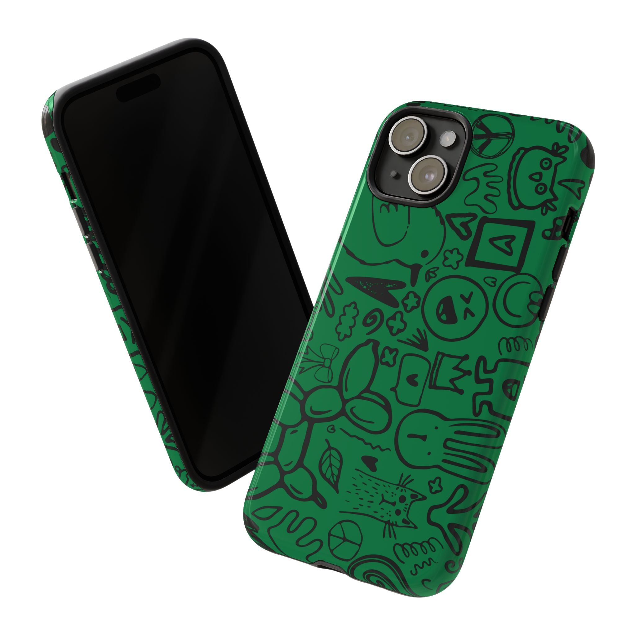 Playful Phone Case, Vibrant Green Tough Case, Quirky Graphic Design, Unique Gift for Kids, Fun Accessories, Christmas, Birthday