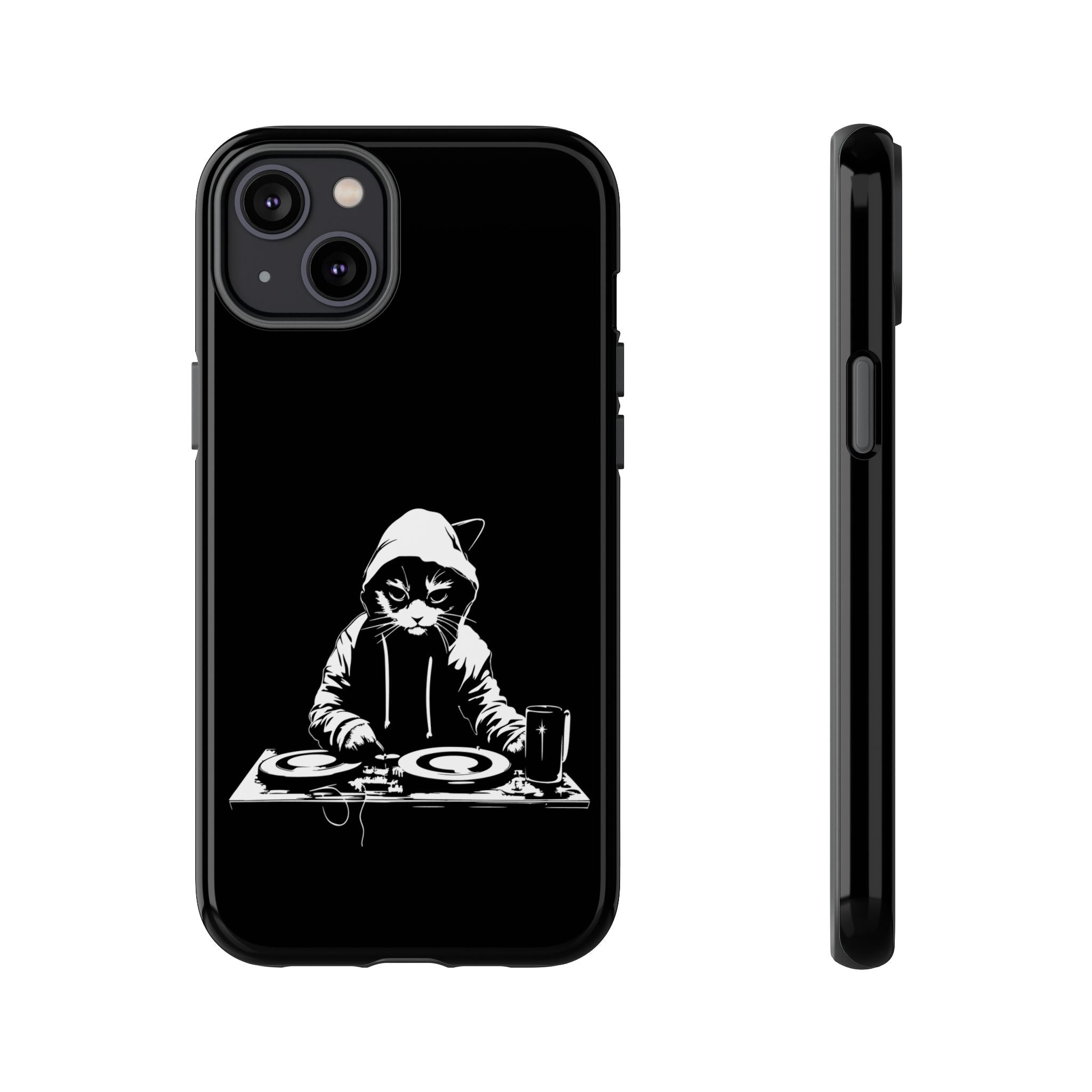 DJ Cat Phone Case, Tough Phone Cover, Pet Lover Gift, Music Enthusiast Accessory, Cute Cat Decor, Unique Case Design