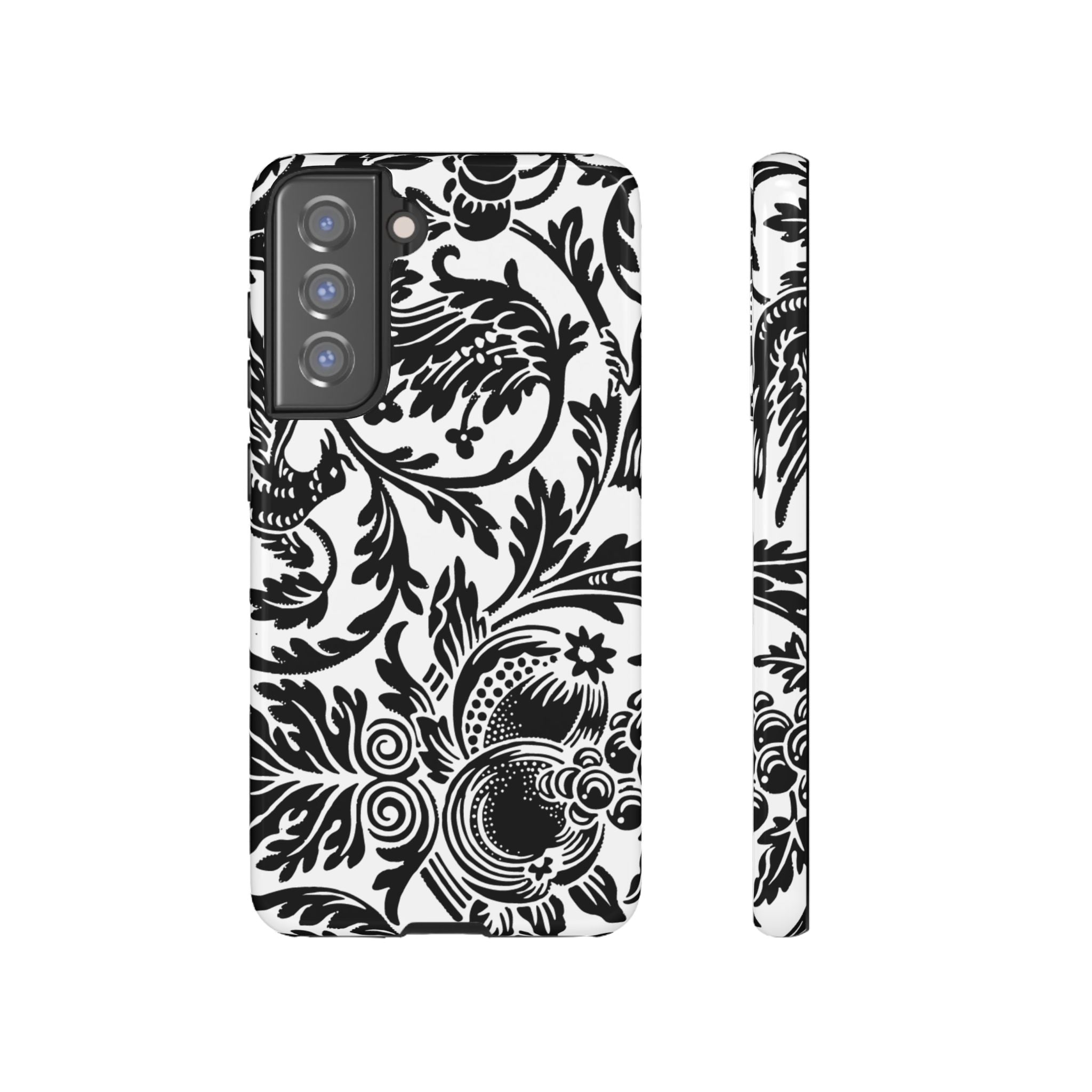 Elegant Black Floral Phone Case, Tough Cases, Stylish Phone Protection, Gift for Her, Floral Design, Trendy Accessories