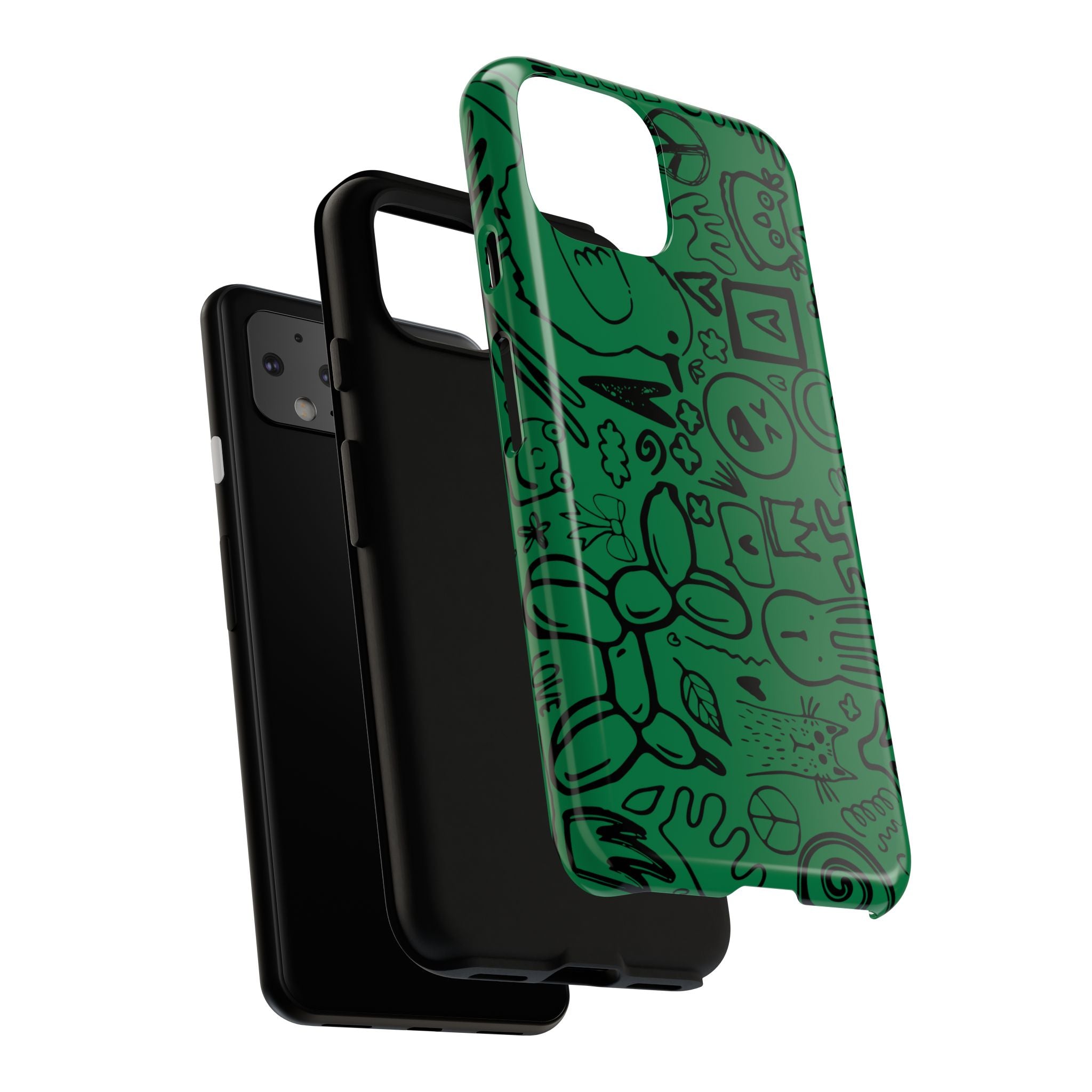 Playful Phone Case, Vibrant Green Tough Case, Quirky Graphic Design, Unique Gift for Kids, Fun Accessories, Christmas, Birthday