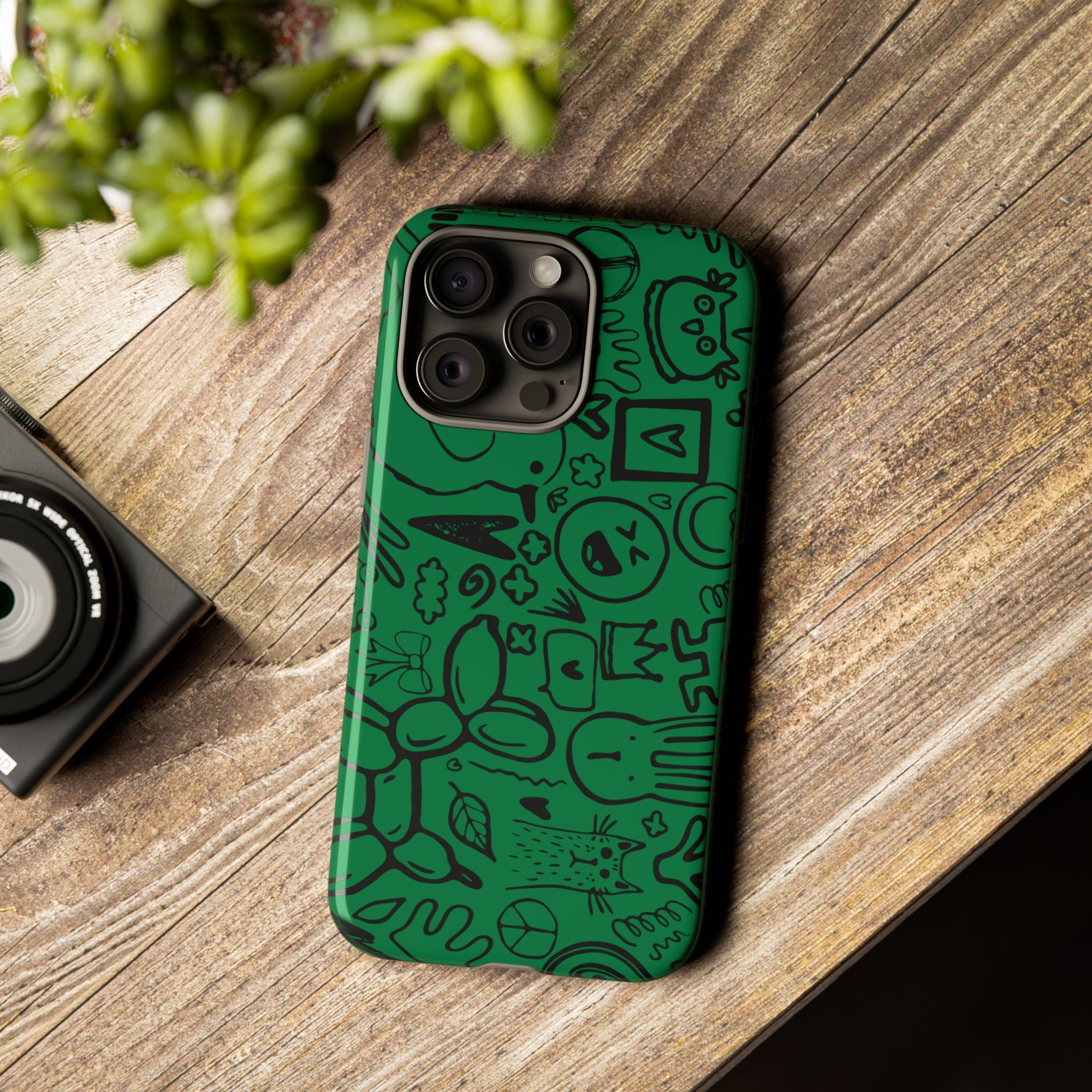 Playful Phone Case, Vibrant Green Tough Case, Quirky Graphic Design, Unique Gift for Kids, Fun Accessories, Christmas, Birthday