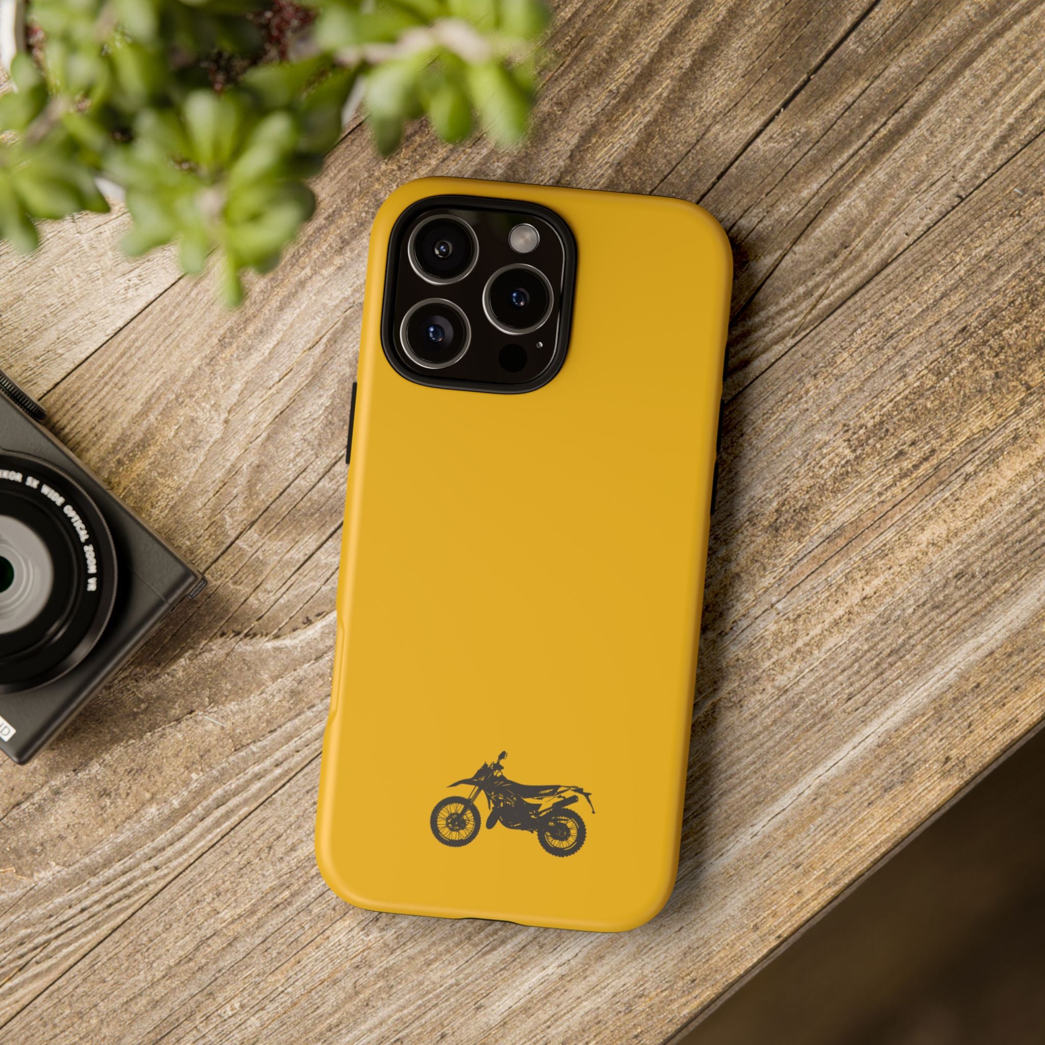 Motorcycle Phone Case, Tough Phone Cover, Gift for Bikers, Durable Tech Accessory, Yellow Motorcycle Design