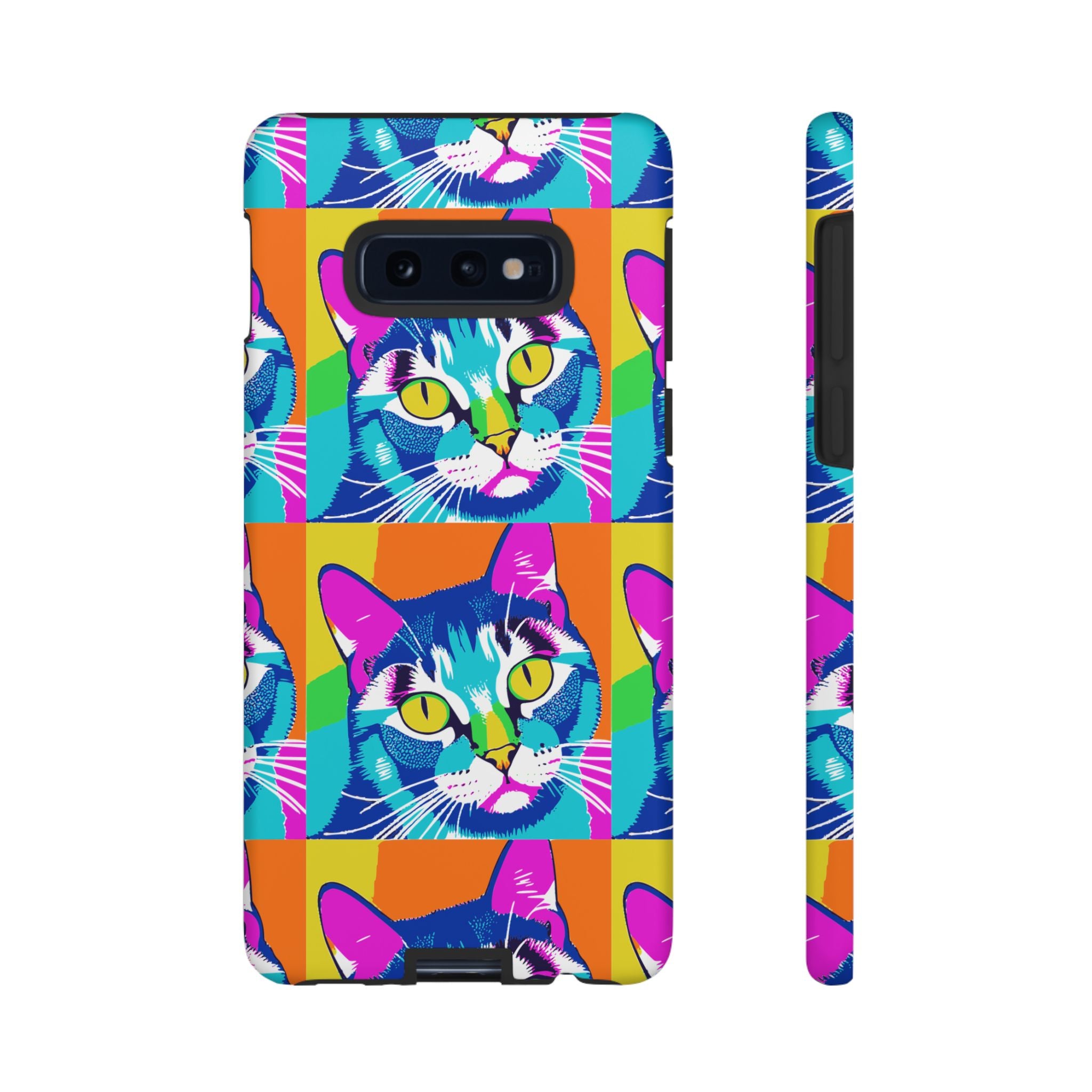 Colorful Cat Phone Case, Vibrant Animal Cover, Unique Pet Lover Gift, Fun Pop Art Style, Trendy Gadget Accessory