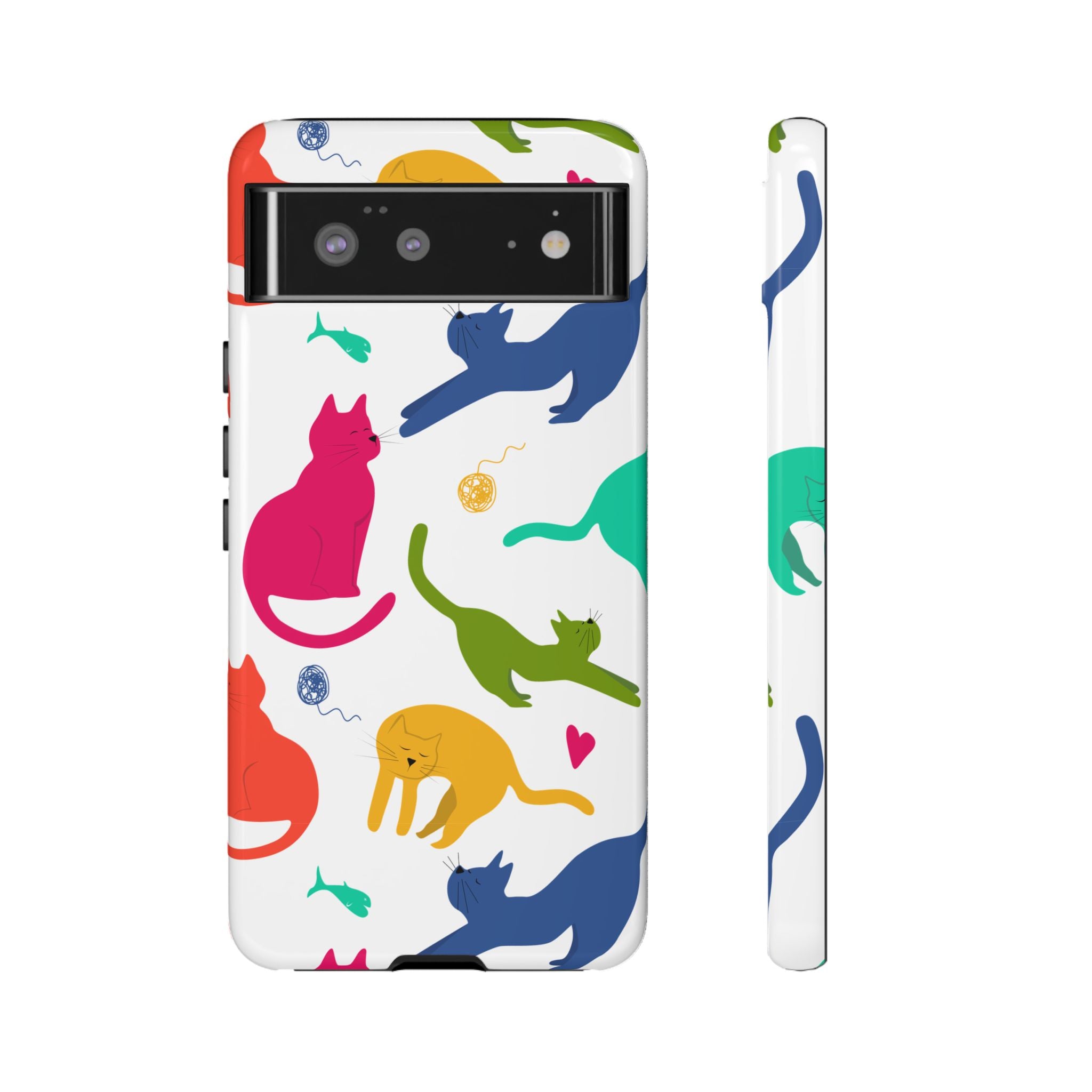 Colorful Cat Phone Case, Fun Pet Lover Gift, Tough Phone Cover, Cute Cat Accessories, Animal Theme Decor