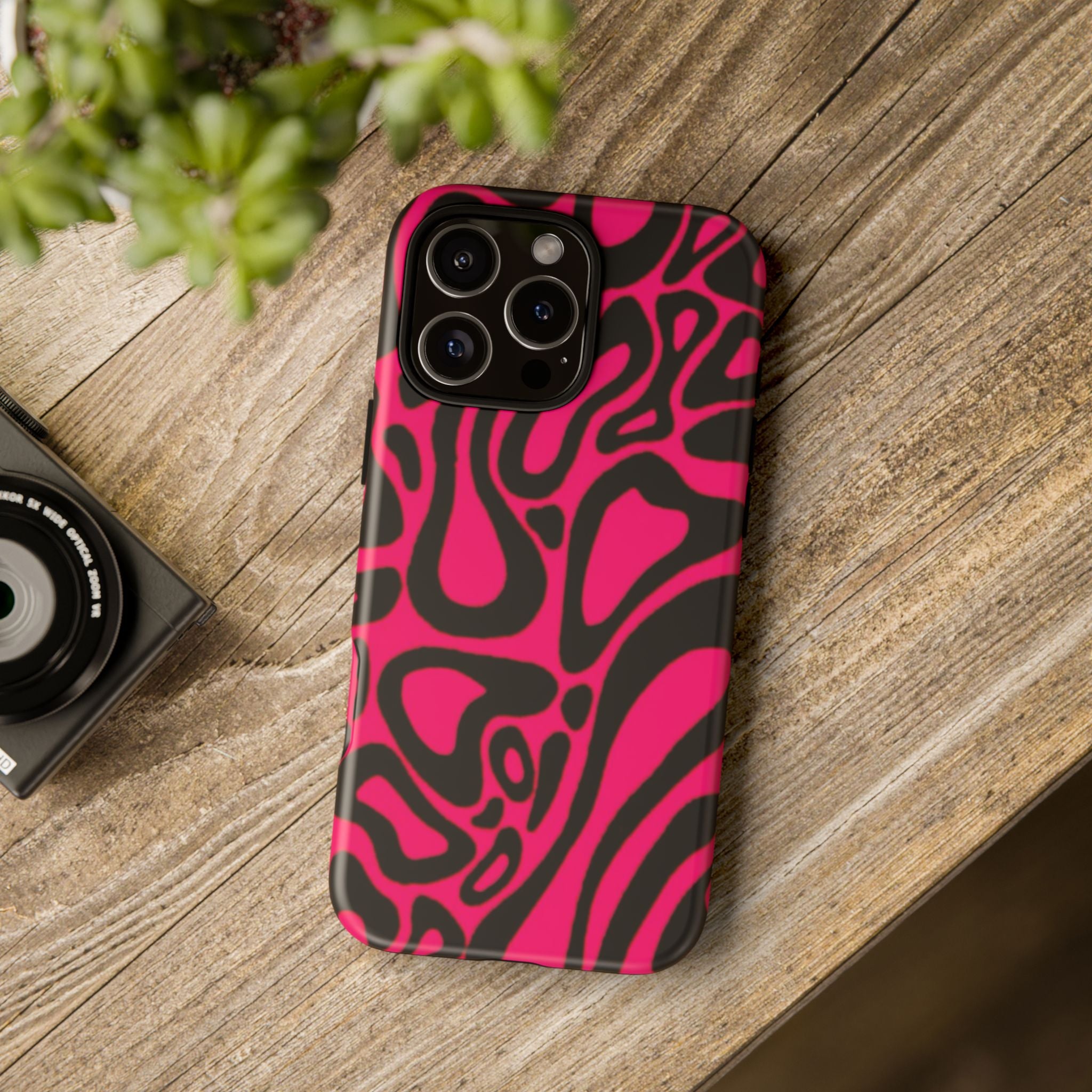 Bold Pink Patterned Phone Case, Stylish Tough Case, Trendy Accessory, Gift for Her, Tech Protection