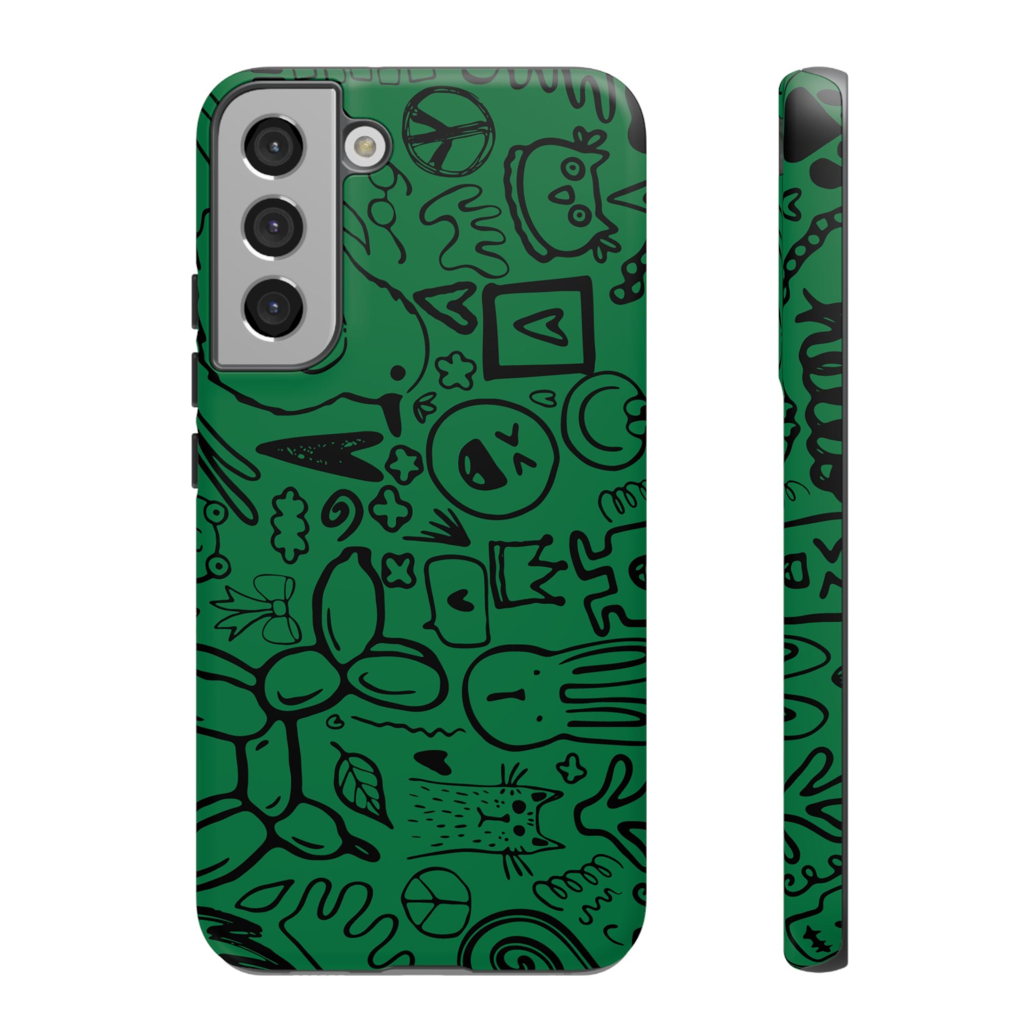 Playful Phone Case, Vibrant Green Tough Case, Quirky Graphic Design, Unique Gift for Kids, Fun Accessories, Christmas, Birthday